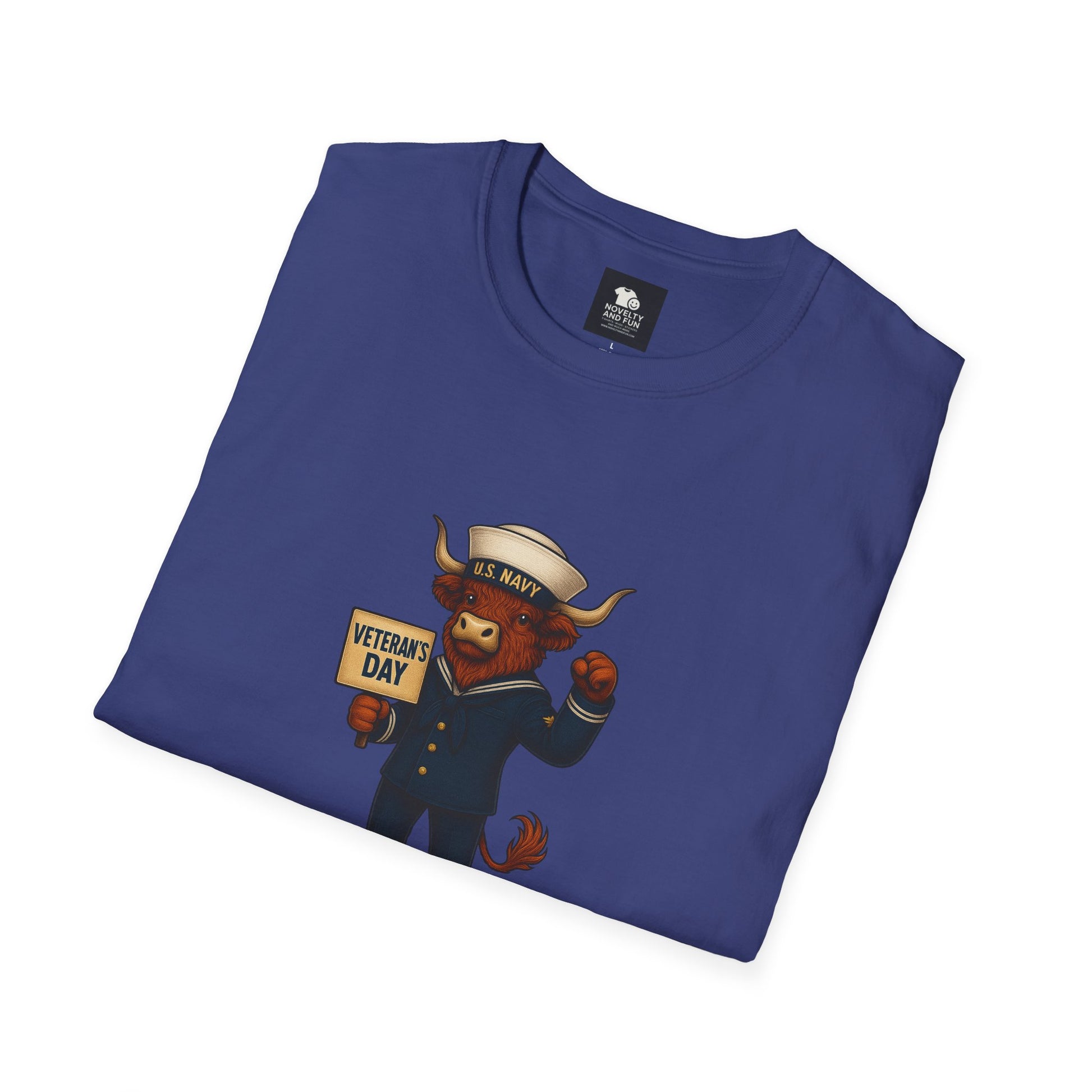 Veteran's Day Navy Highland Cow T-Shirt
