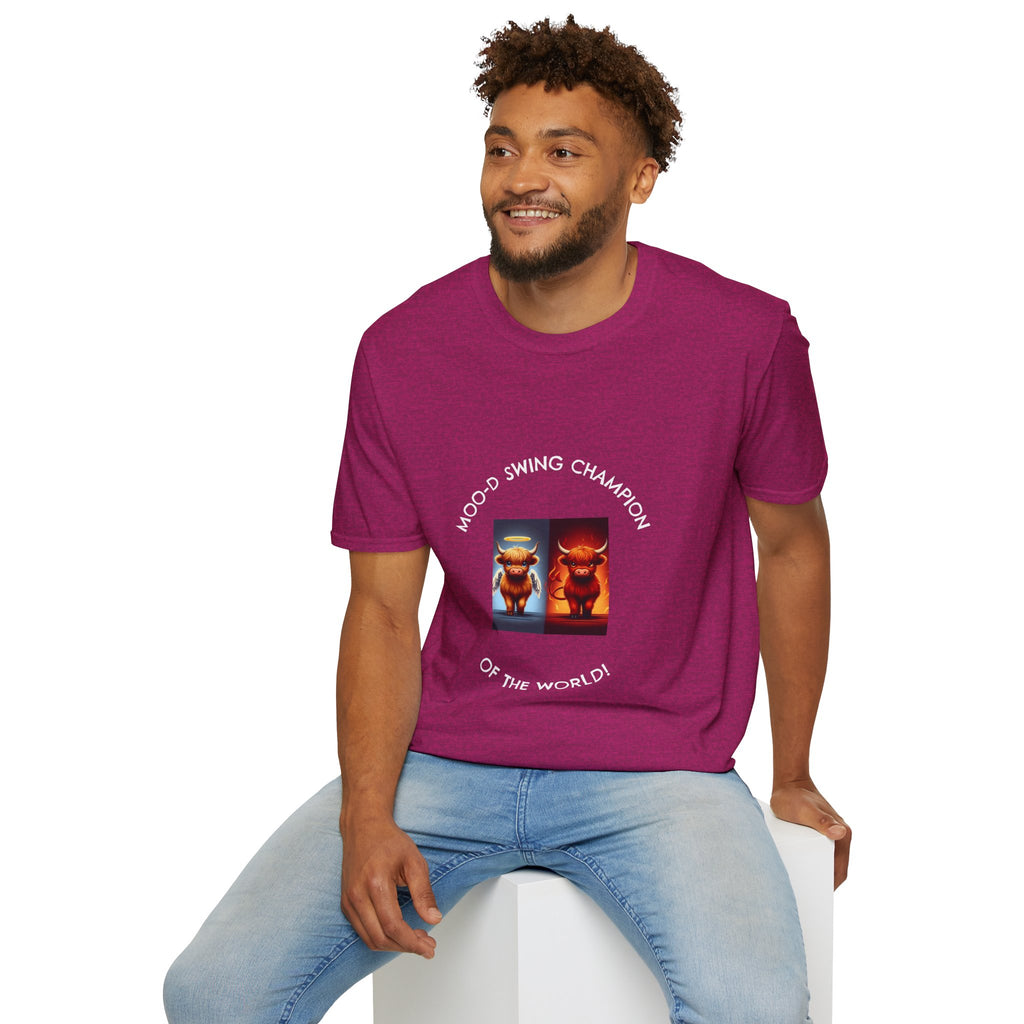 Highland Cow Mood Swings Tee - Holy Cow, Hell No, Fun Shirt, Cow Lover Gift,