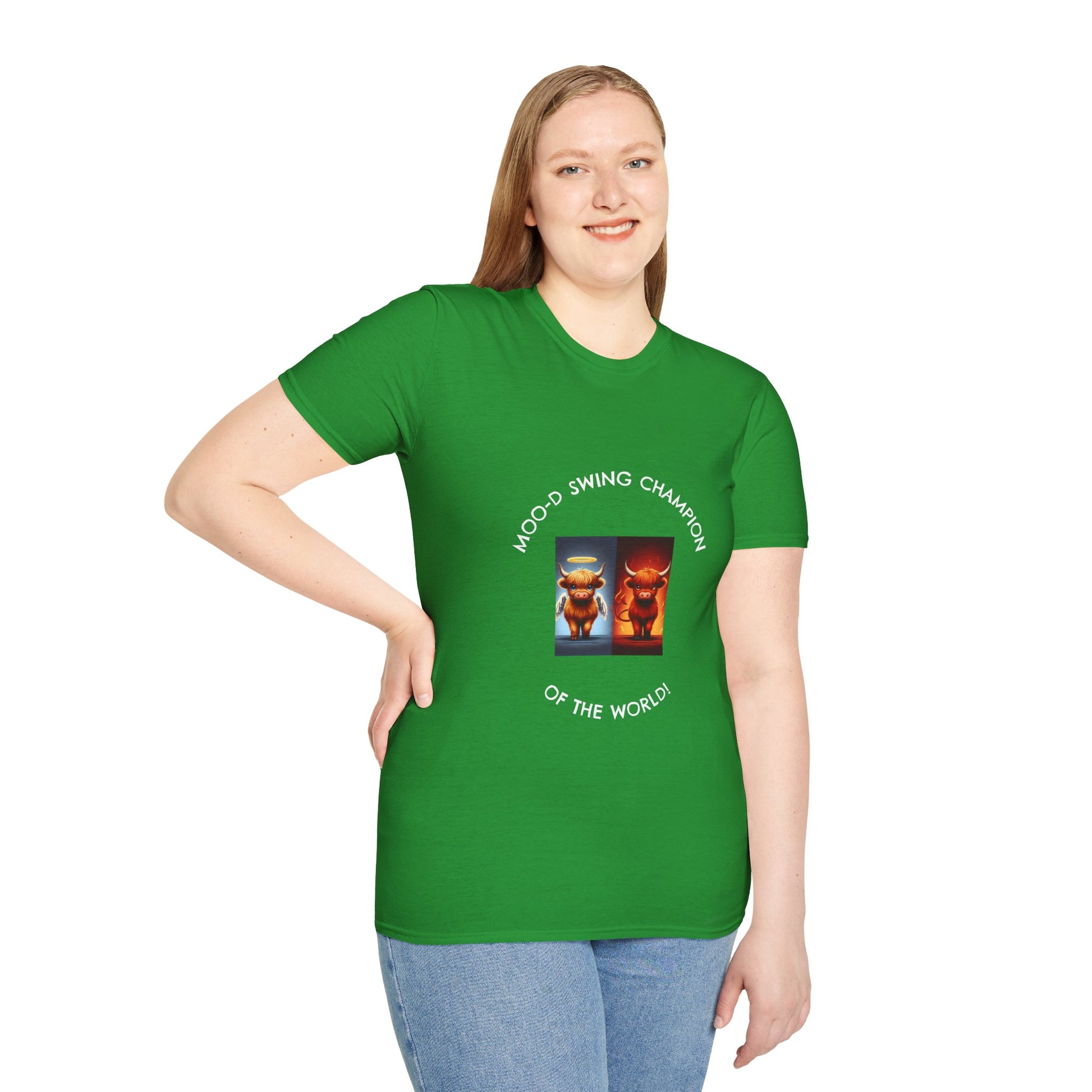 Highland Cow Mood Swings Tee - Holy Cow, Hell No, Fun Shirt, Cow Lover Gift,