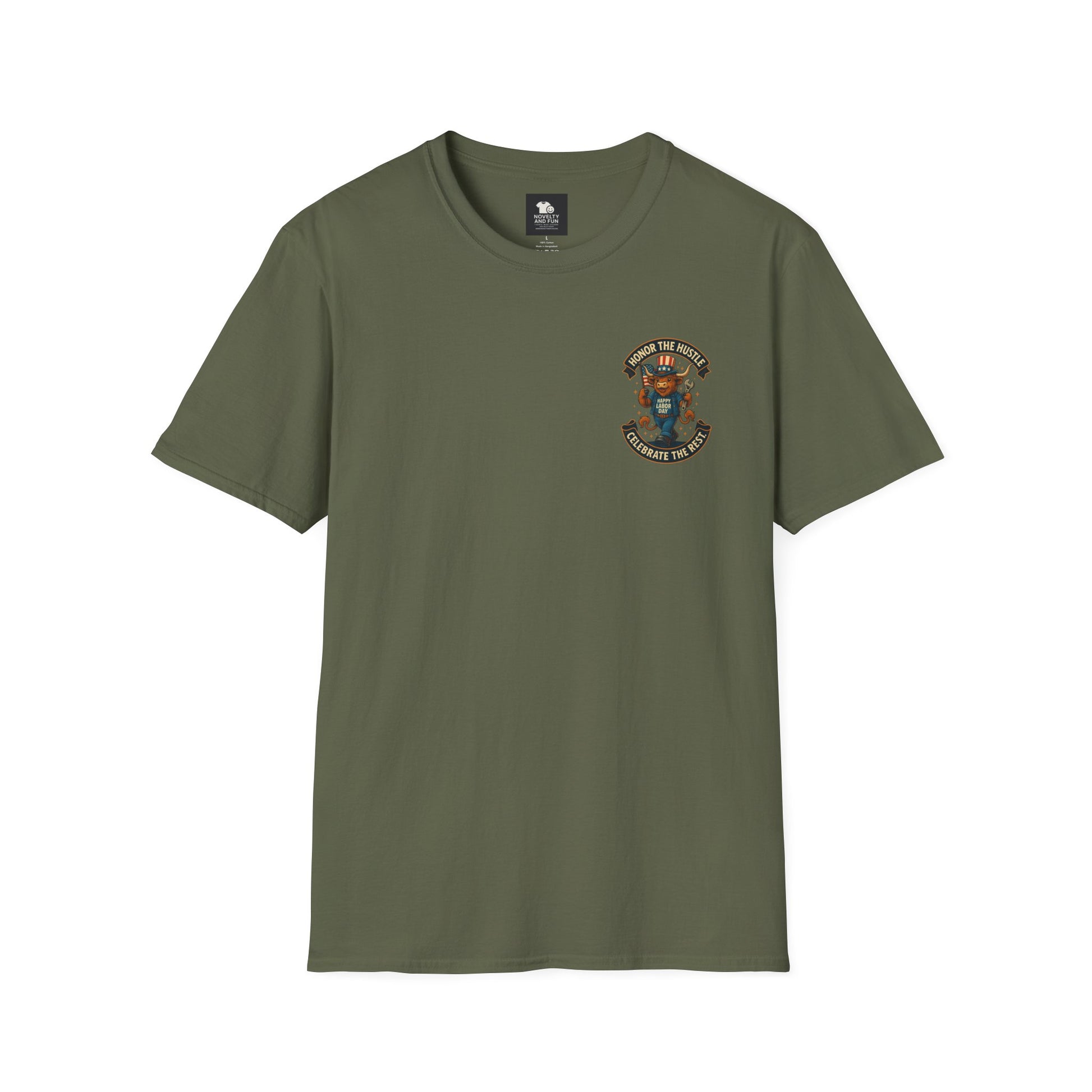Celebrate Labor Day with Our Happy Highland Cow T-Shirt Front and Back!