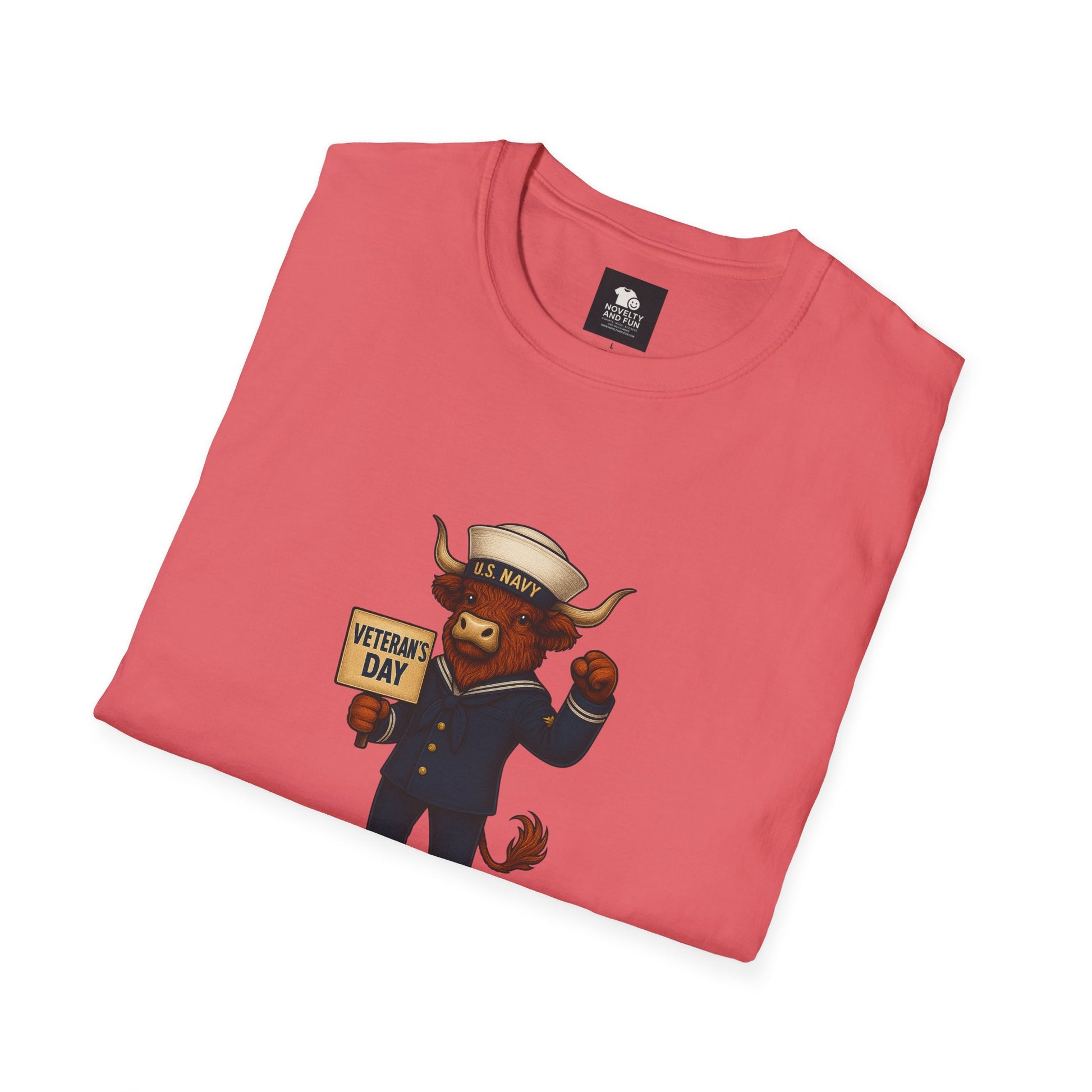 Veteran's Day Navy Highland Cow T-Shirt