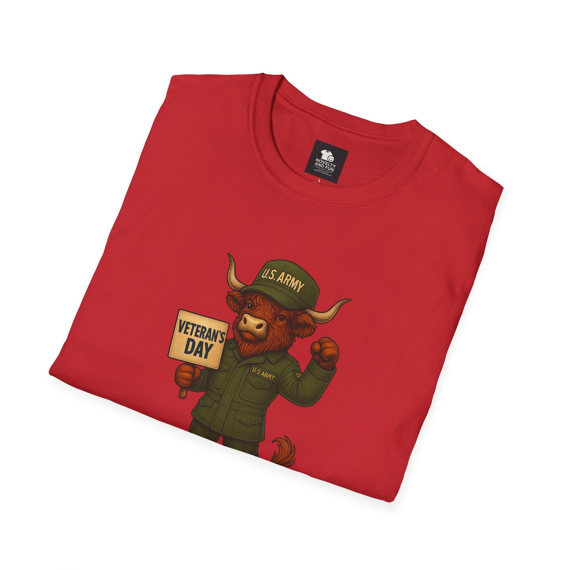 Veteran's Day Army Highland Cow T-Shirt