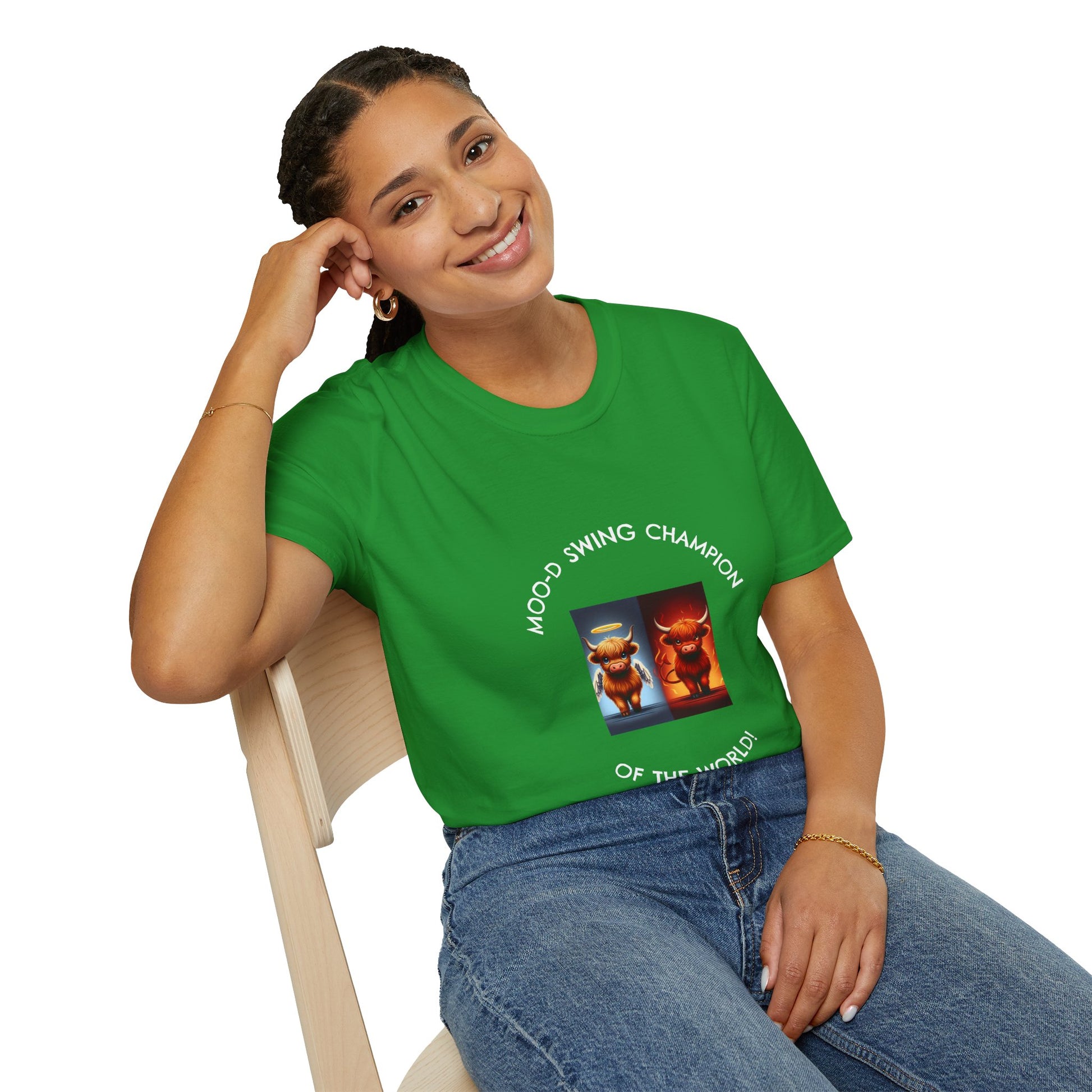Highland Cow Mood Swings Tee - Holy Cow, Hell No, Fun Shirt, Cow Lover Gift,