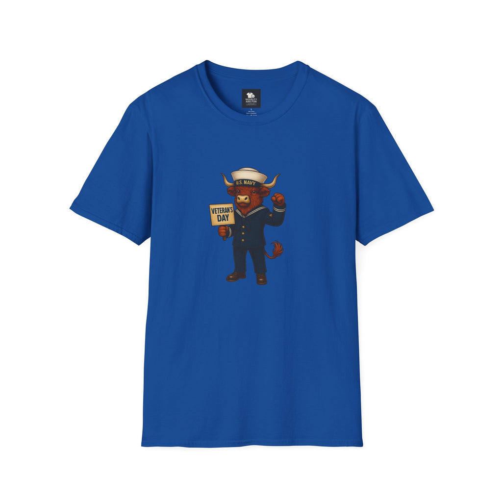 Veteran's Day Navy Highland Cow T-Shirt