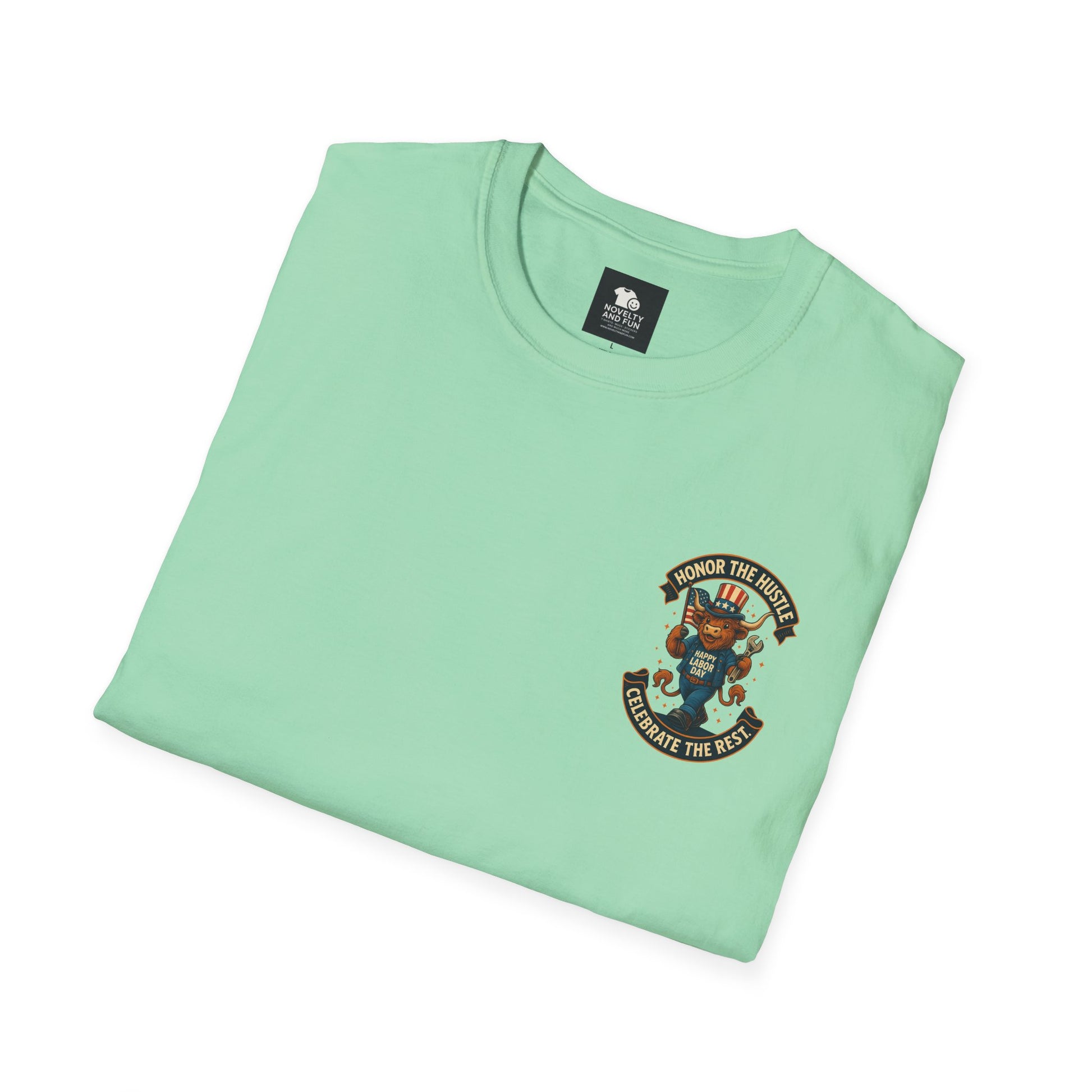 Celebrate Labor Day with Our Happy Highland Cow T-Shirt Front and Back!