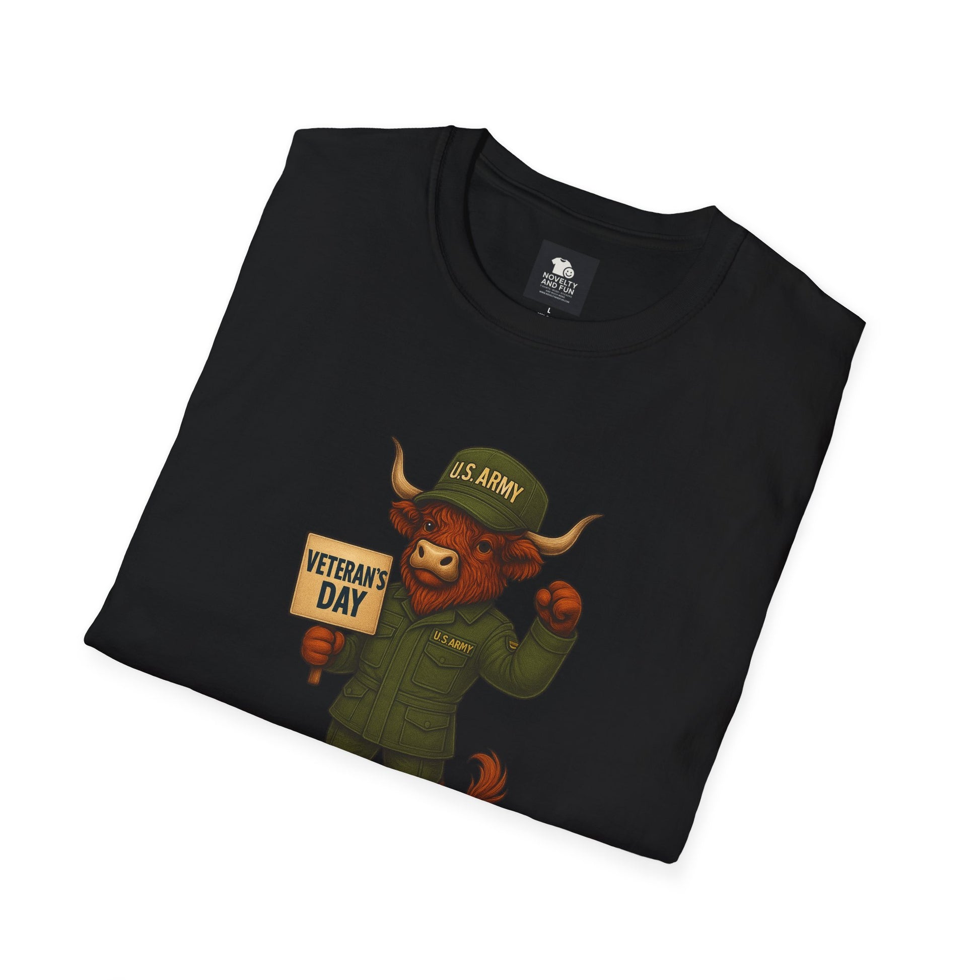 Veteran's Day Army Highland Cow T-Shirt