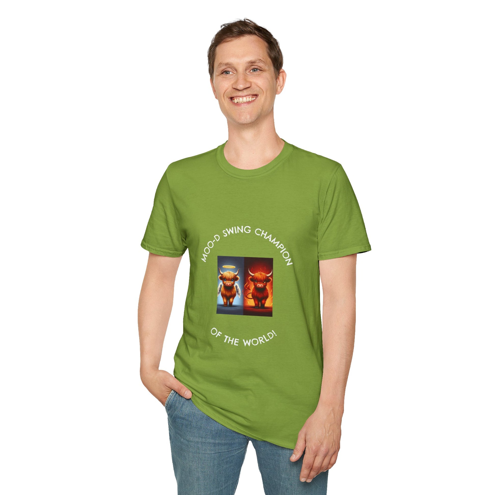Highland Cow Mood Swings Tee - Holy Cow, Hell No, Fun Shirt, Cow Lover Gift,