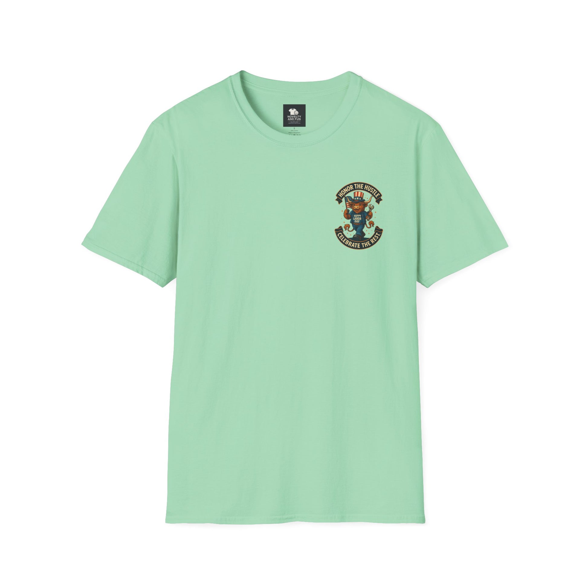 Celebrate Labor Day with Our Happy Highland Cow T-Shirt Front and Back!