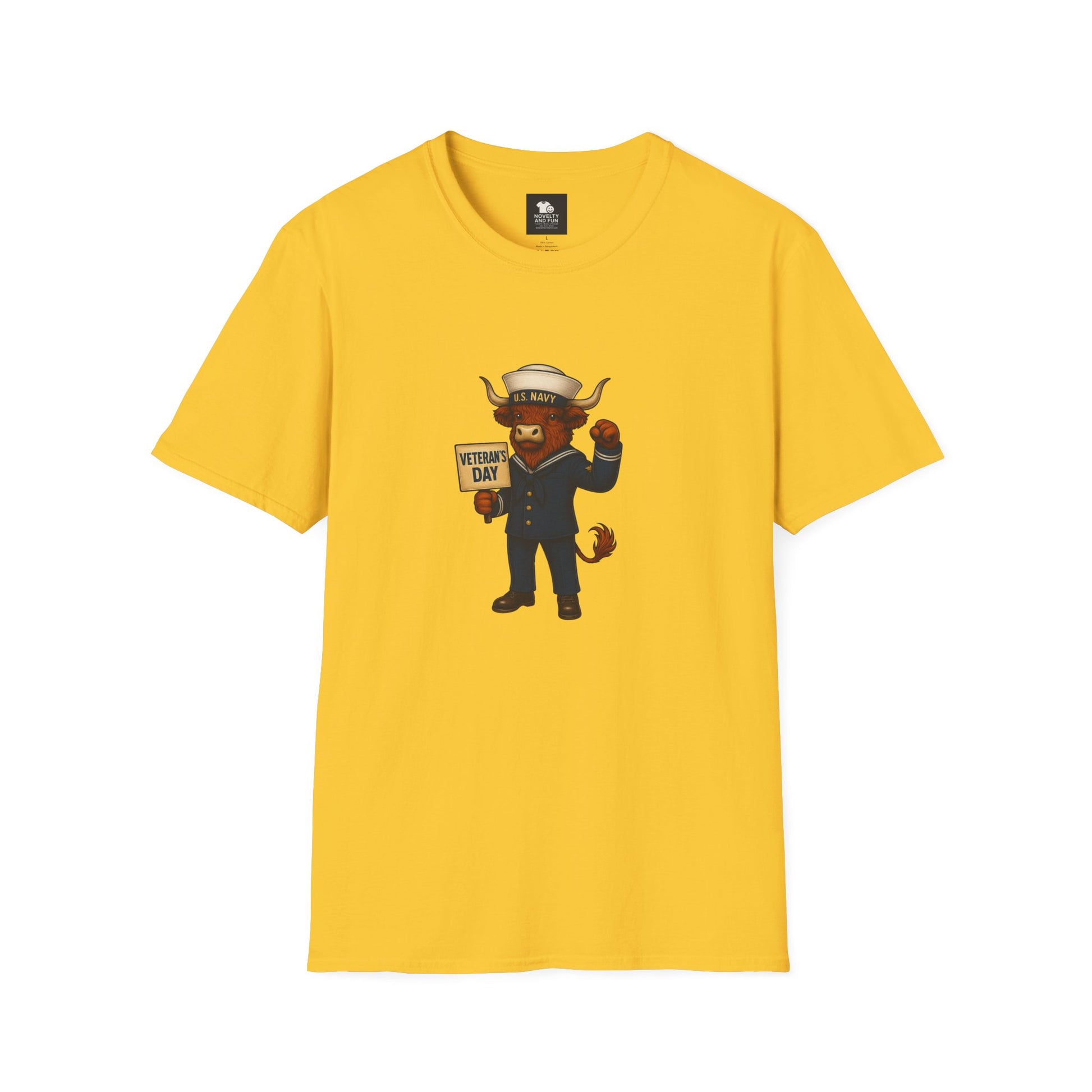 Veteran's Day Navy Highland Cow T-Shirt