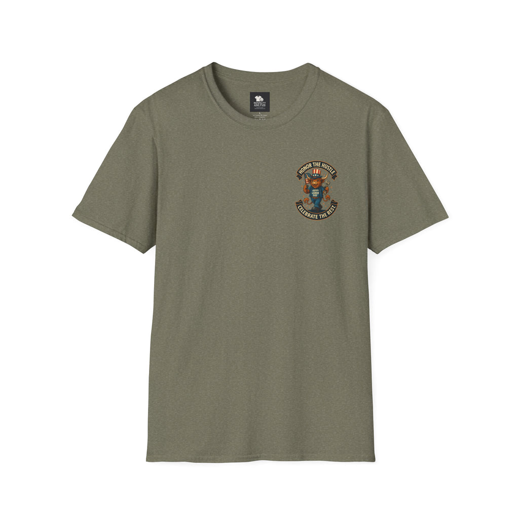 Celebrate Labor Day with Our Happy Highland Cow T-Shirt Front and Back!