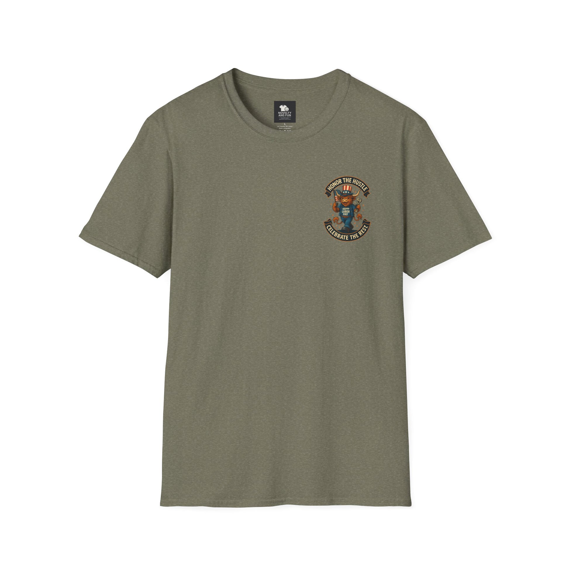 Celebrate Labor Day with Our Happy Highland Cow T-Shirt Front and Back!