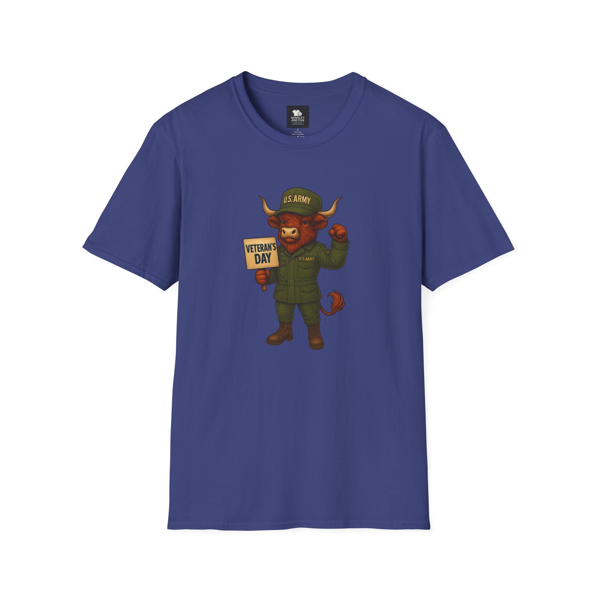 Veteran's Day Army Highland Cow T-Shirt