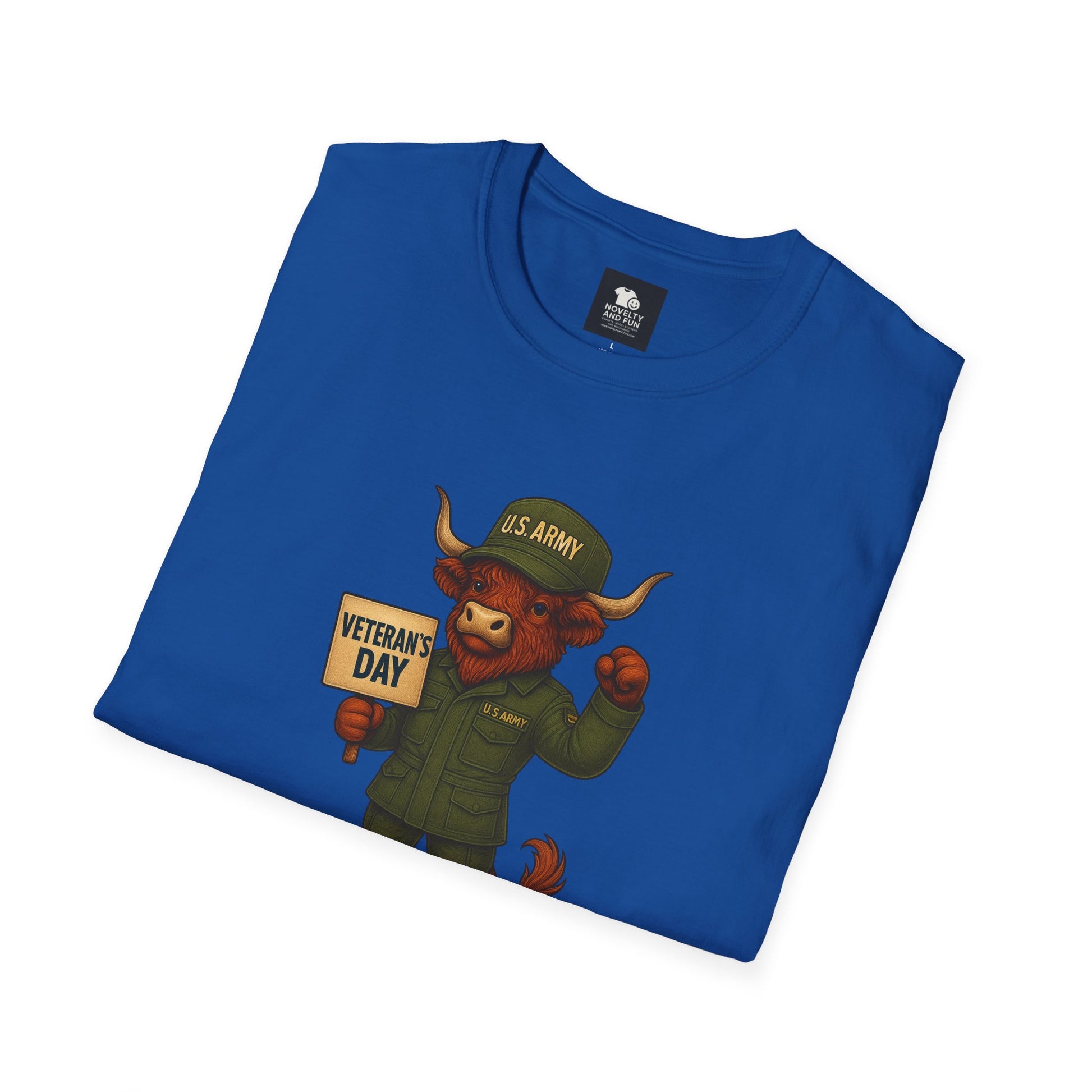Veteran's Day Army Highland Cow T-Shirt