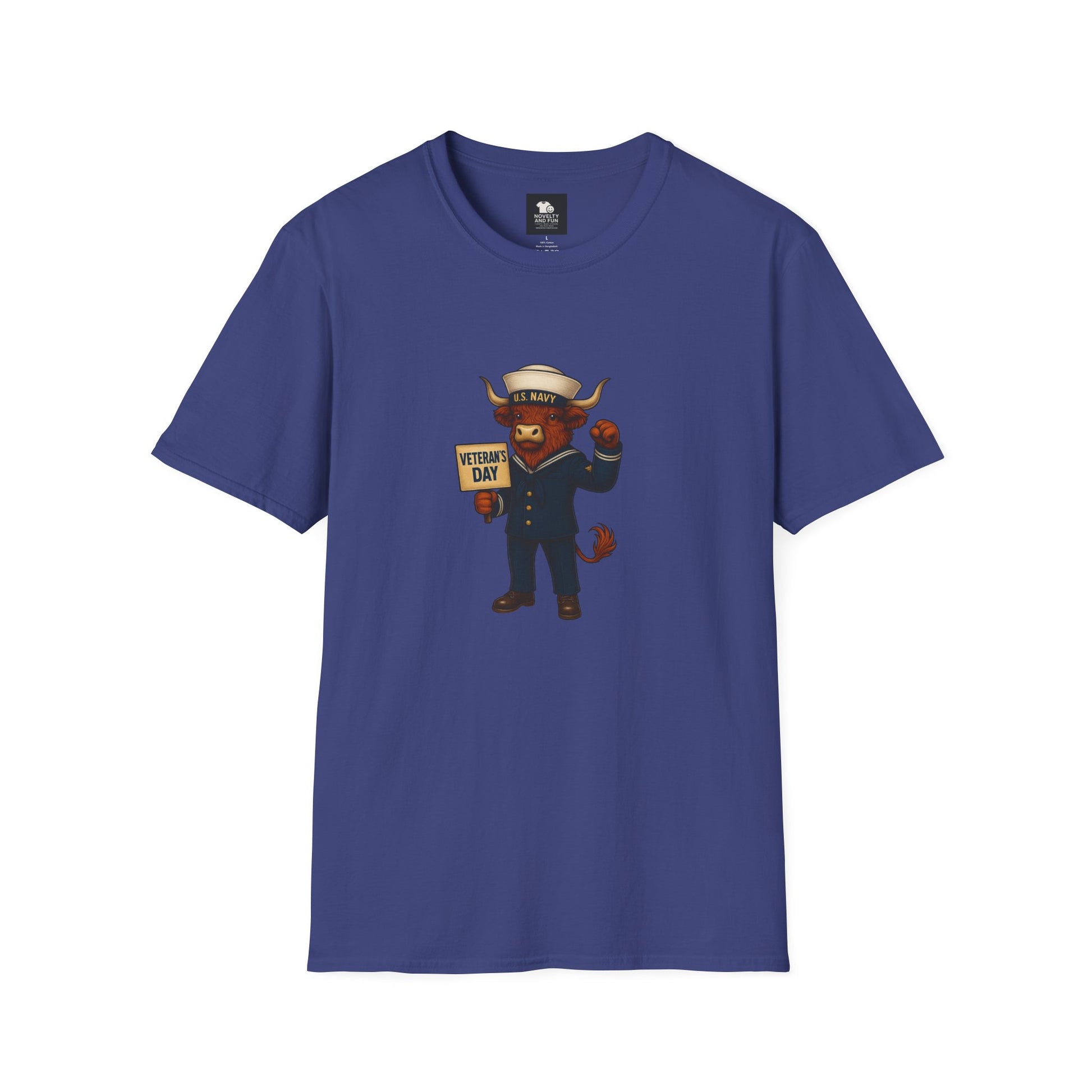 Veteran's Day Navy Highland Cow T-Shirt