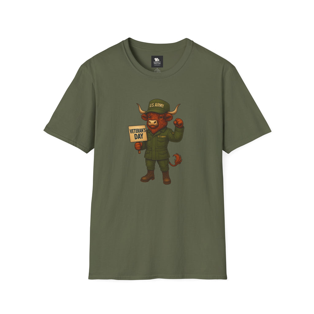 Veteran's Day Army Highland Cow T-Shirt