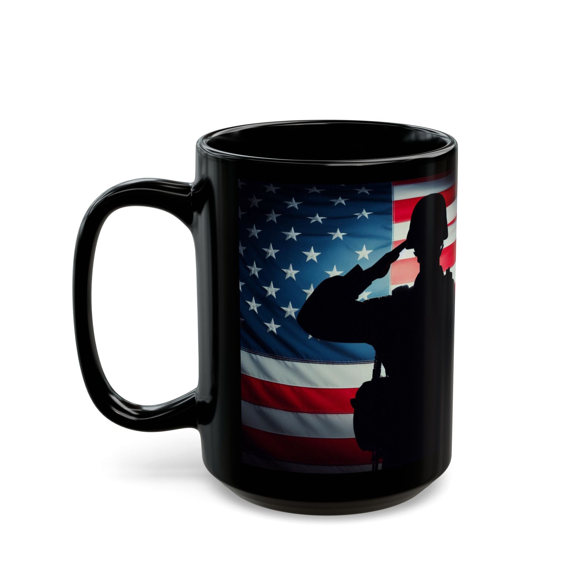 Salute to Service Black Mug - Veteran, Military Tribute, Coffee Lover Gift