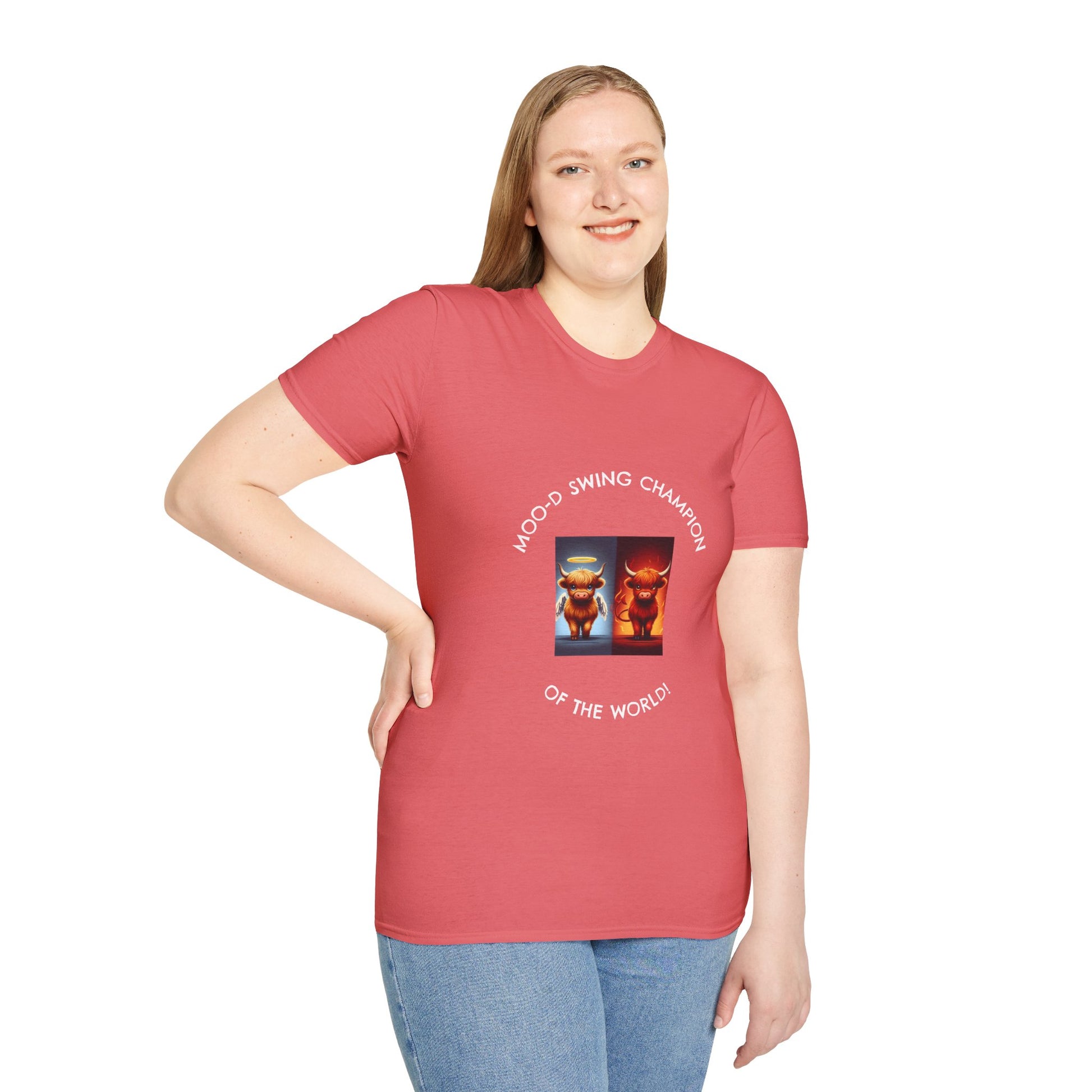 Highland Cow Mood Swings Tee - Holy Cow, Hell No, Fun Shirt, Cow Lover Gift,