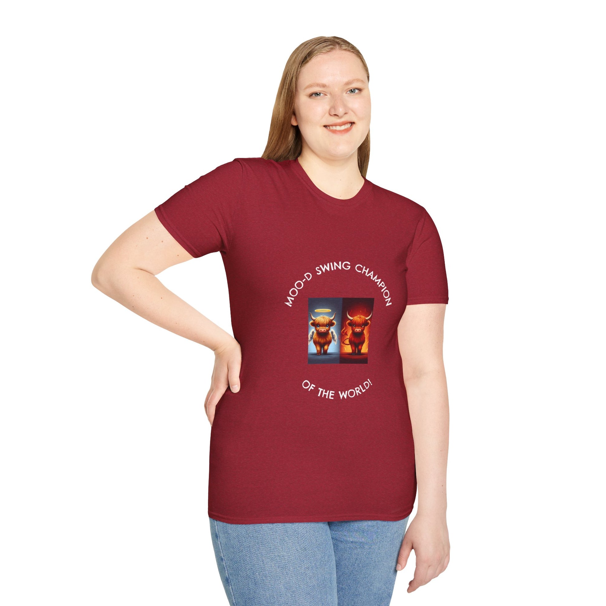 Highland Cow Mood Swings Tee - Holy Cow, Hell No, Fun Shirt, Cow Lover Gift,