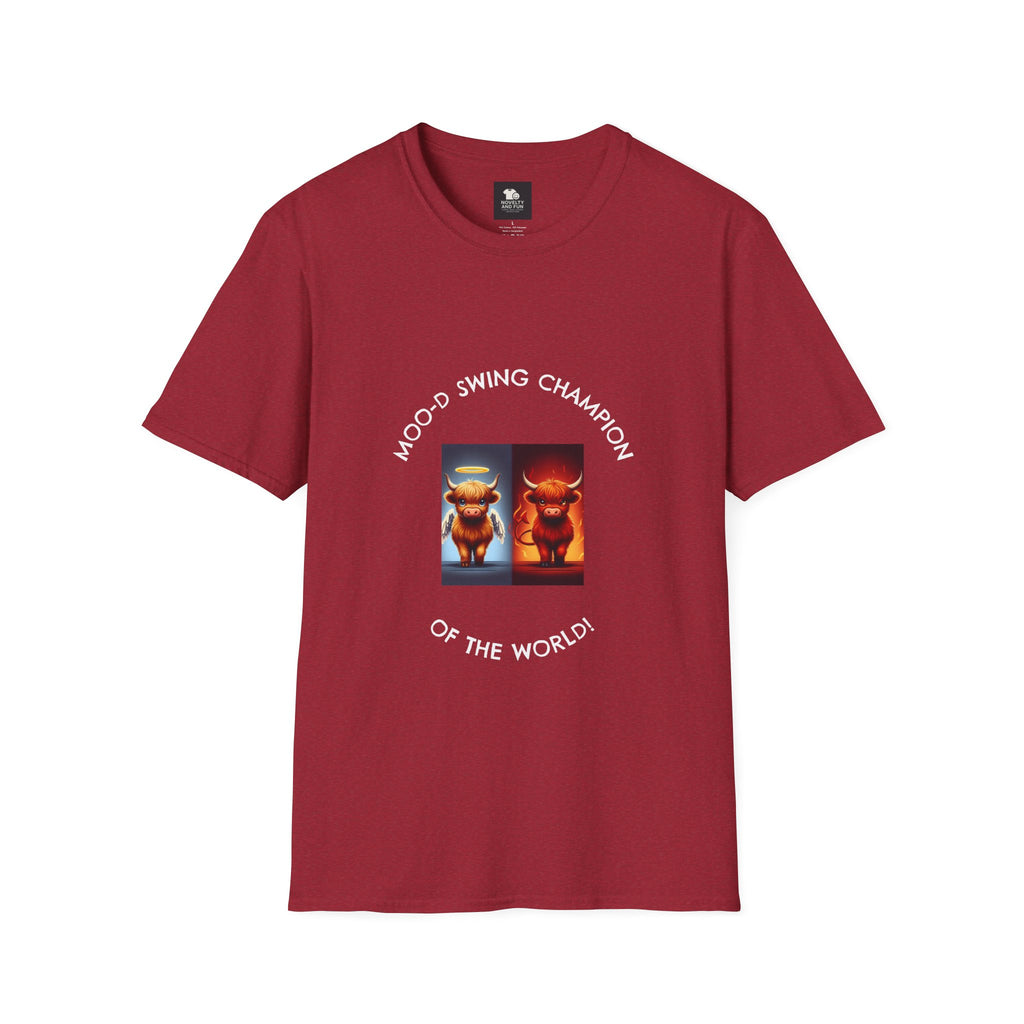 Highland Cow Mood Swings Tee - Holy Cow, Hell No, Fun Shirt, Cow Lover Gift,