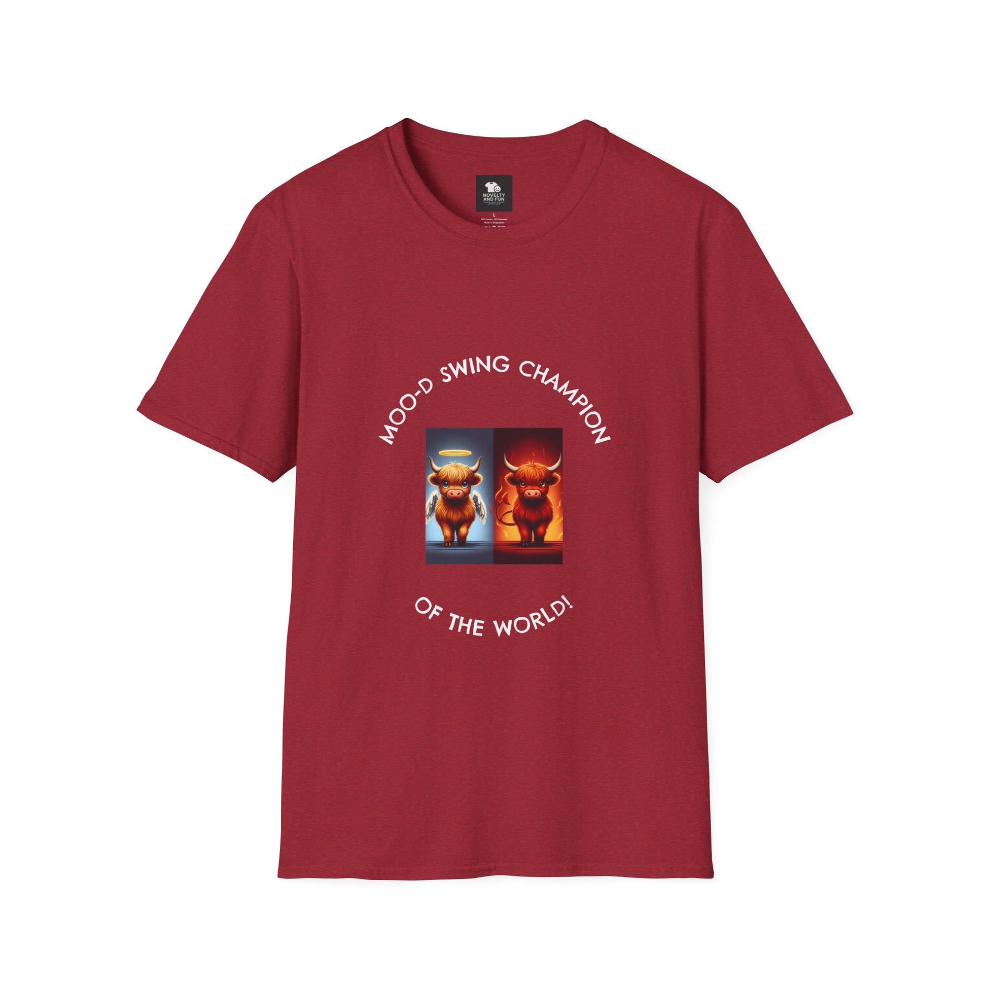 Highland Cow Mood Swings Tee - Holy Cow, Hell No, Fun Shirt, Cow Lover Gift,