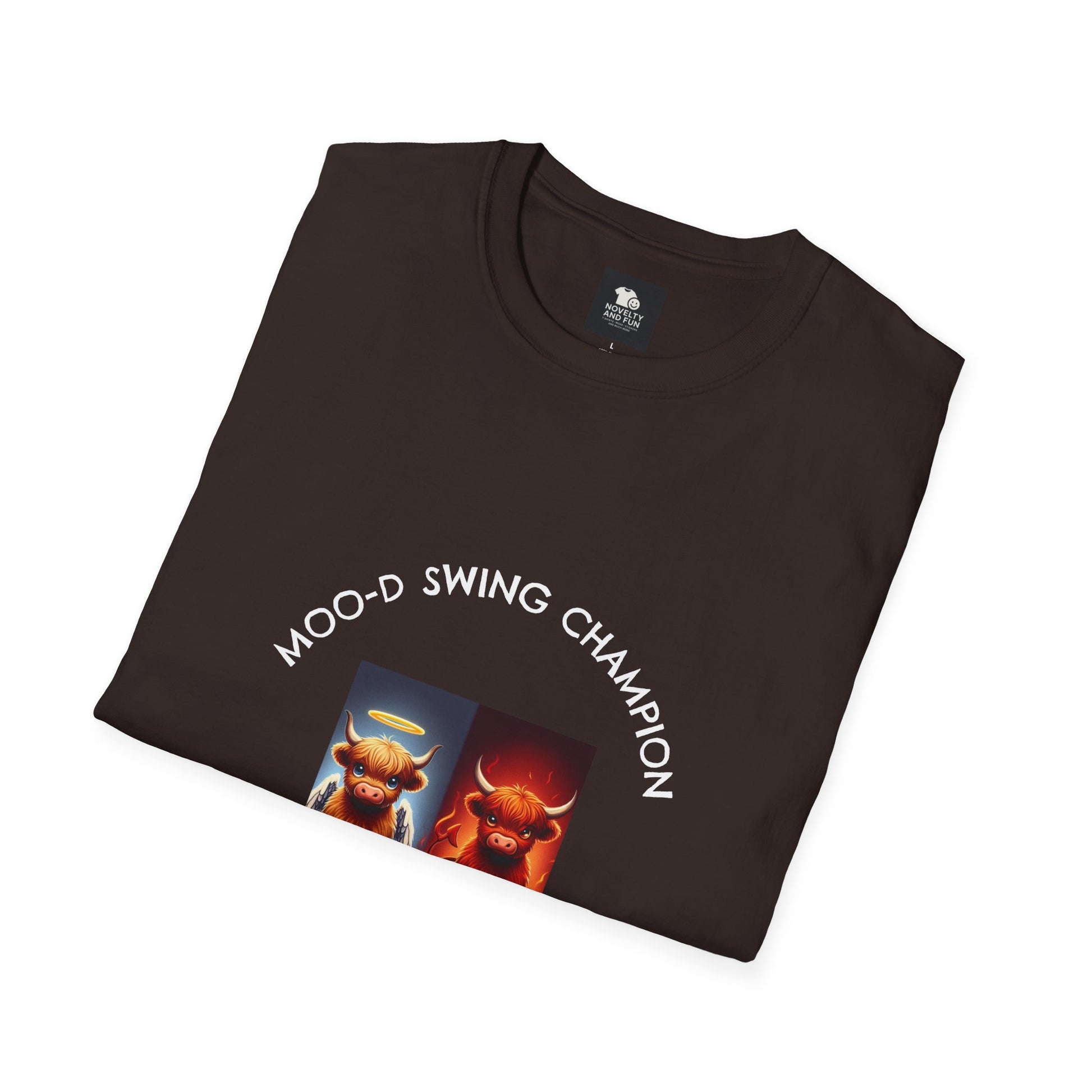 Highland Cow Mood Swings Tee - Holy Cow, Hell No, Fun Shirt, Cow Lover Gift,