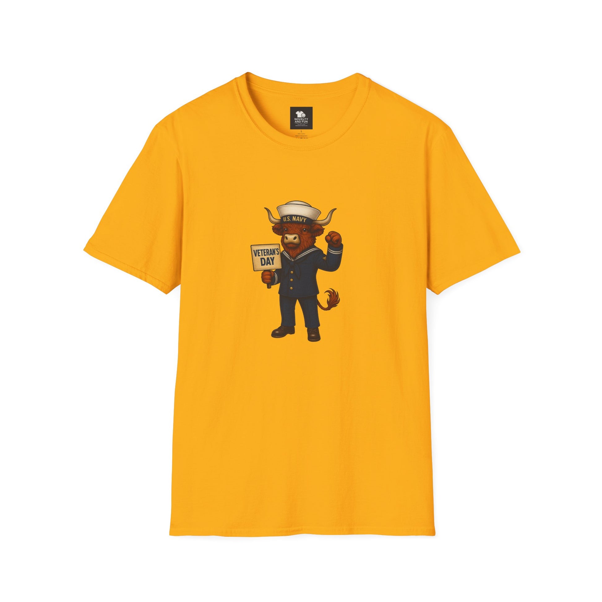 Veteran's Day Navy Highland Cow T-Shirt