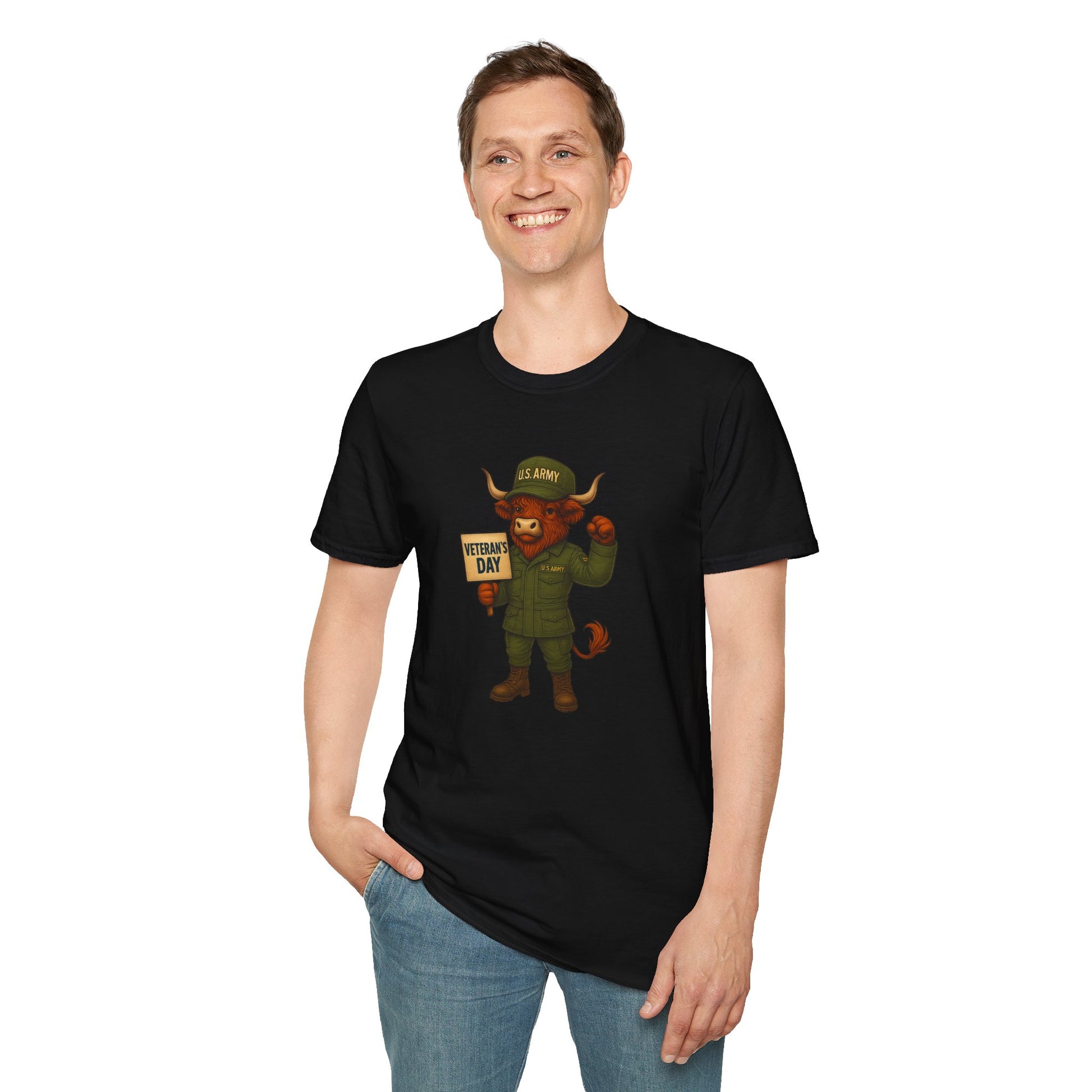 Veteran's Day Army Highland Cow T-Shirt