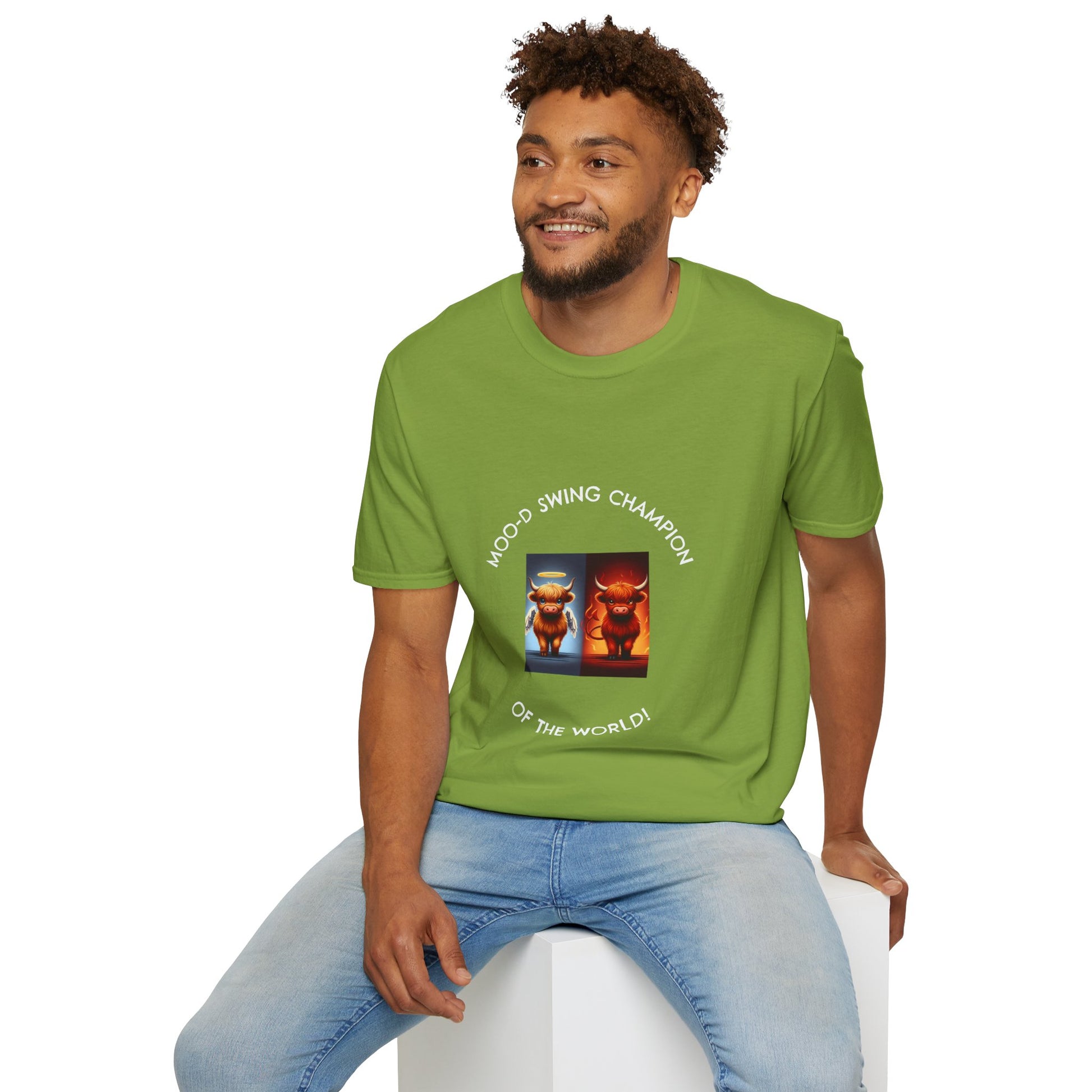 Highland Cow Mood Swings Tee - Holy Cow, Hell No, Fun Shirt, Cow Lover Gift,
