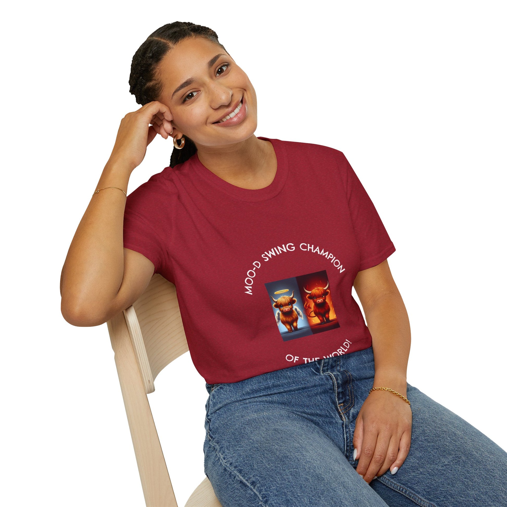 Highland Cow Mood Swings Tee - Holy Cow, Hell No, Fun Shirt, Cow Lover Gift,