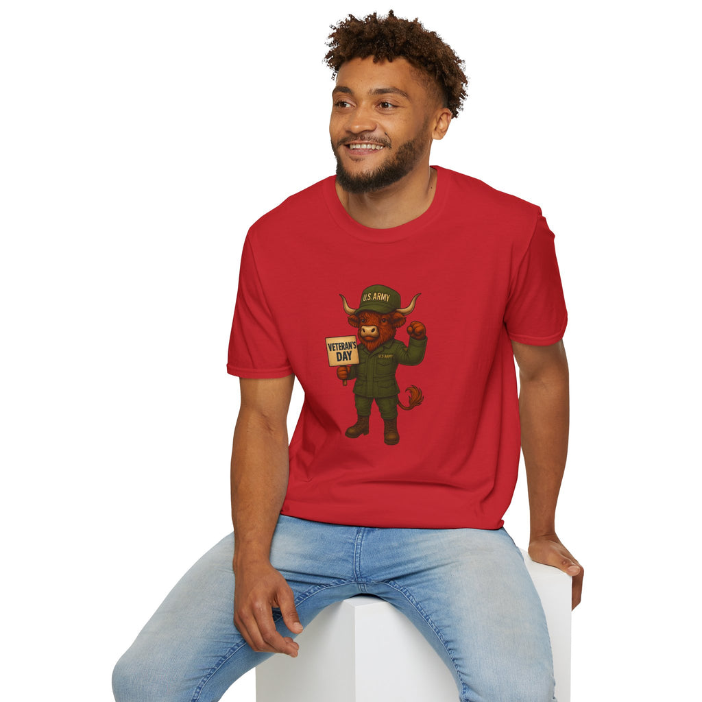 Veteran's Day Army Highland Cow T-Shirt