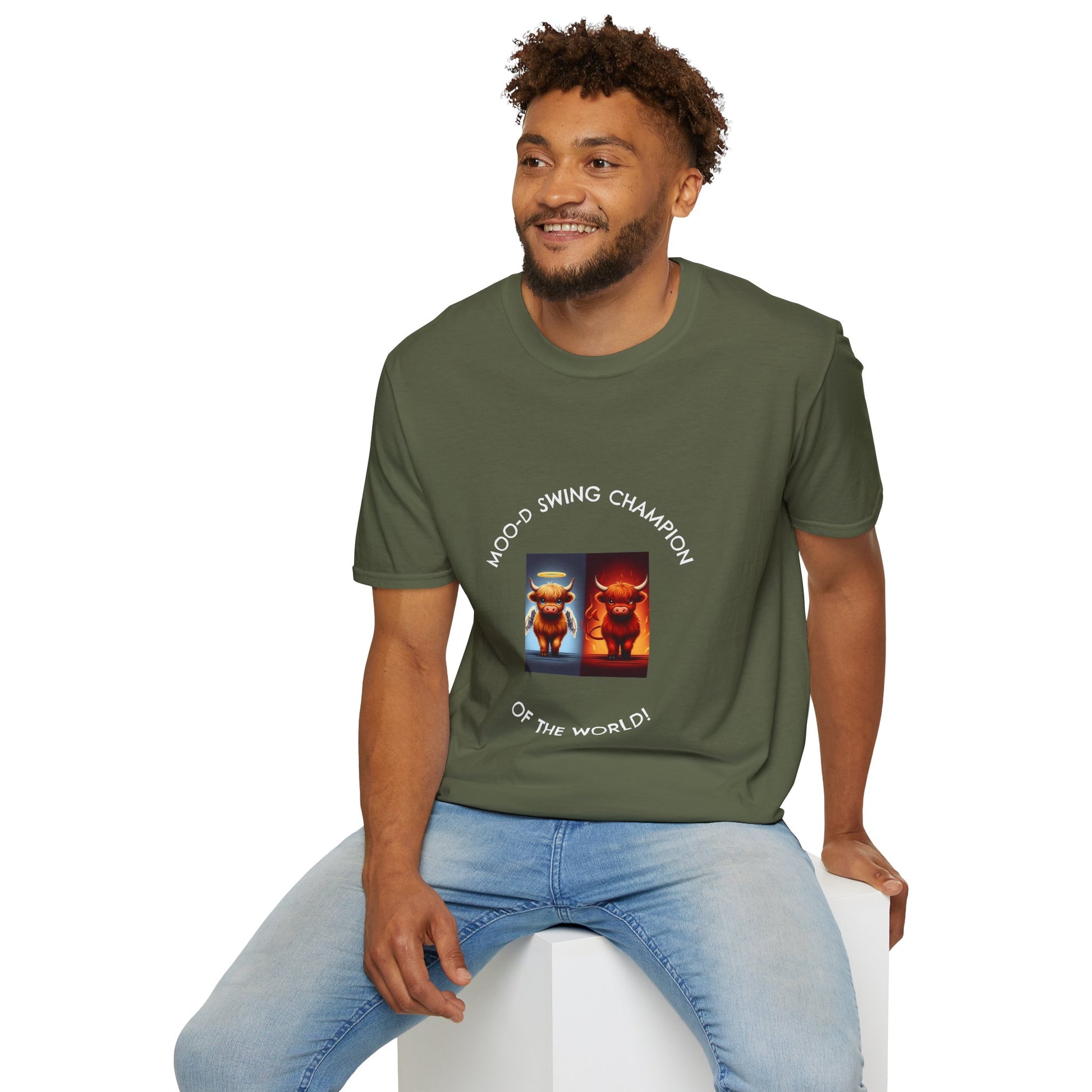 Highland Cow Mood Swings Tee - Holy Cow, Hell No, Fun Shirt, Cow Lover Gift,