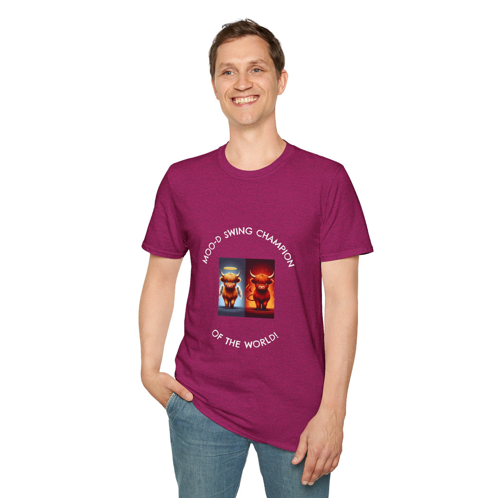 Highland Cow Mood Swings Tee - Holy Cow, Hell No, Fun Shirt, Cow Lover Gift,