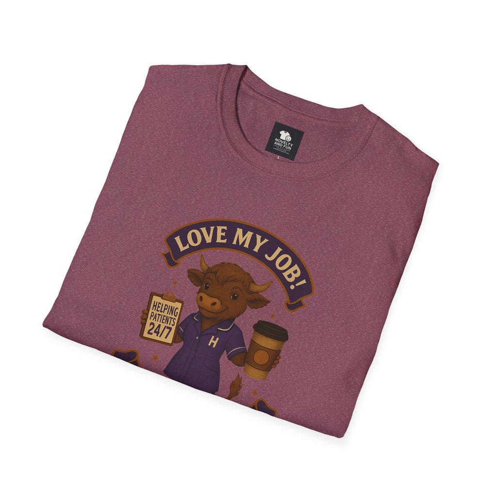 HCA Coffee Lover's Unisex T-Shirt, Funny Highland Cow Design