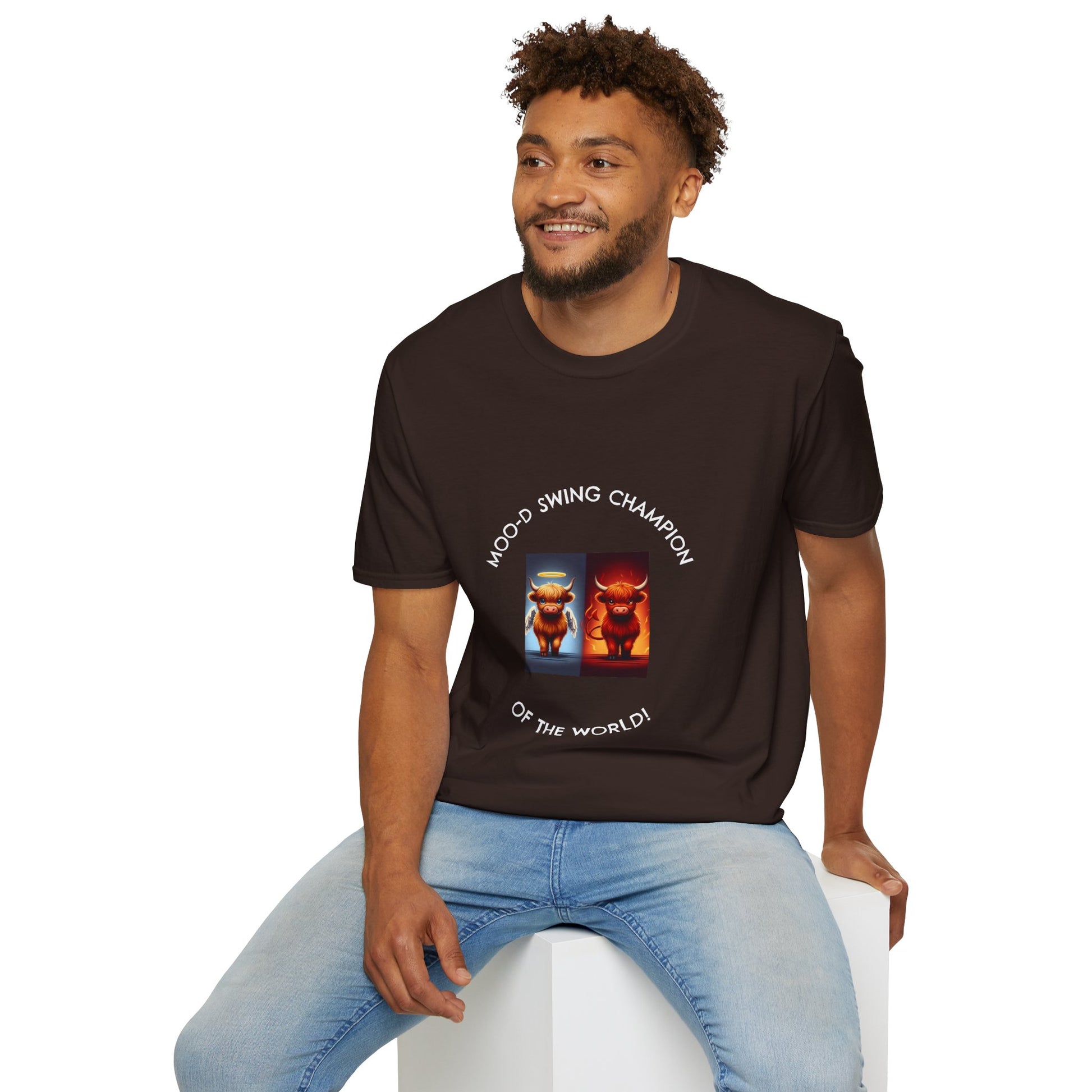 Highland Cow Mood Swings Tee - Holy Cow, Hell No, Fun Shirt, Cow Lover Gift,