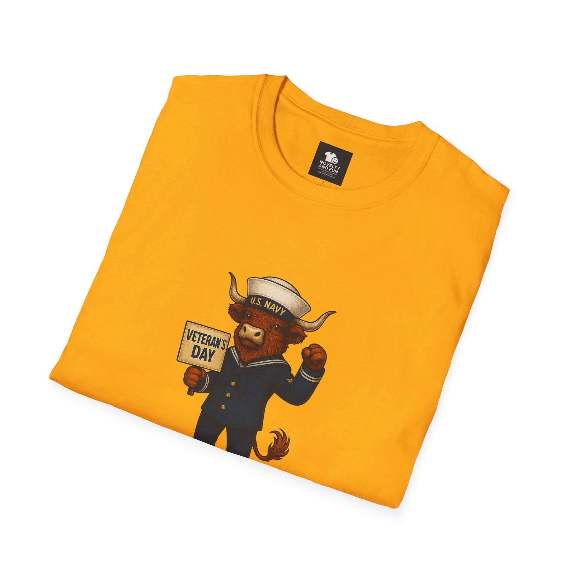 Veteran's Day Navy Highland Cow T-Shirt