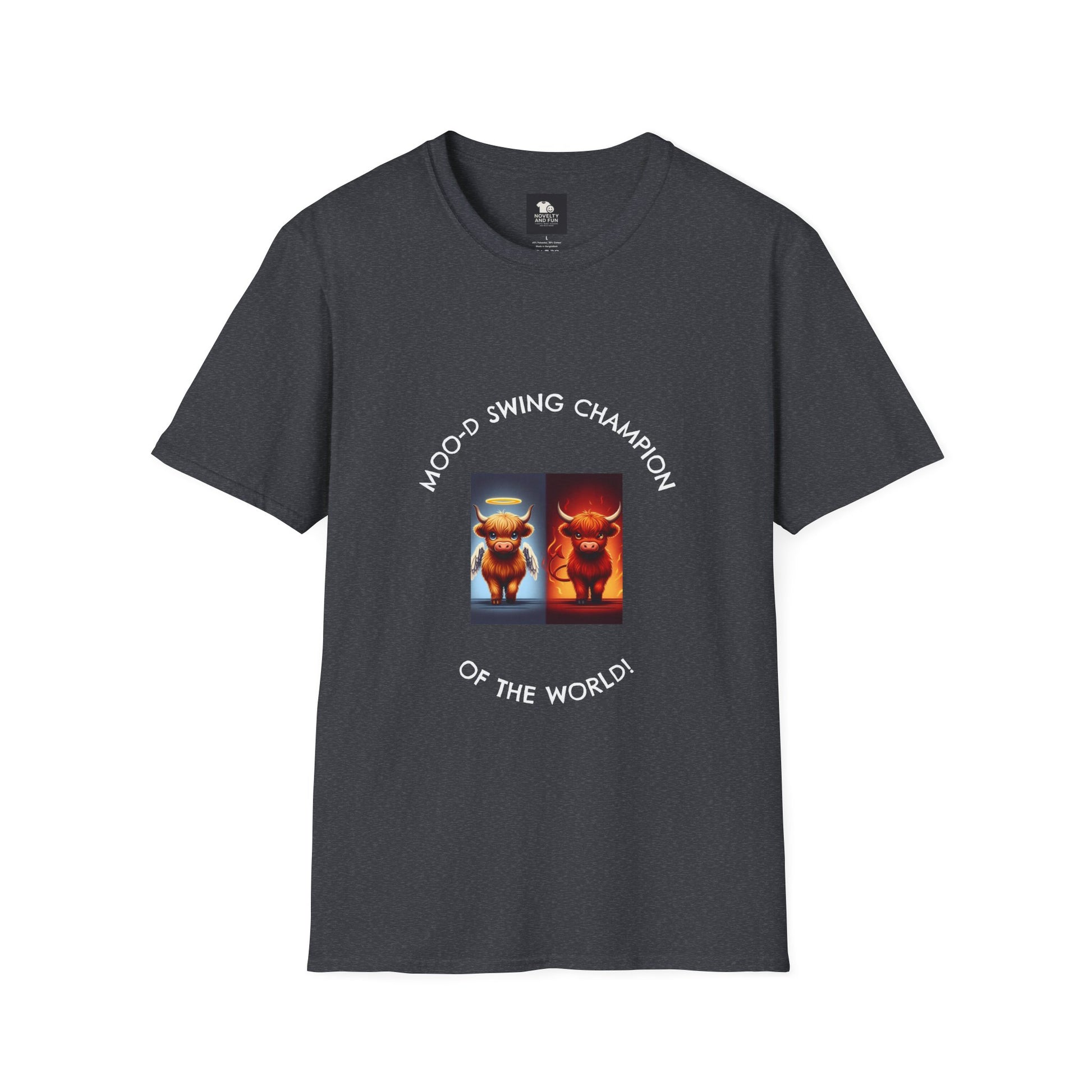 Highland Cow Mood Swings Tee - Holy Cow, Hell No, Fun Shirt, Cow Lover Gift,