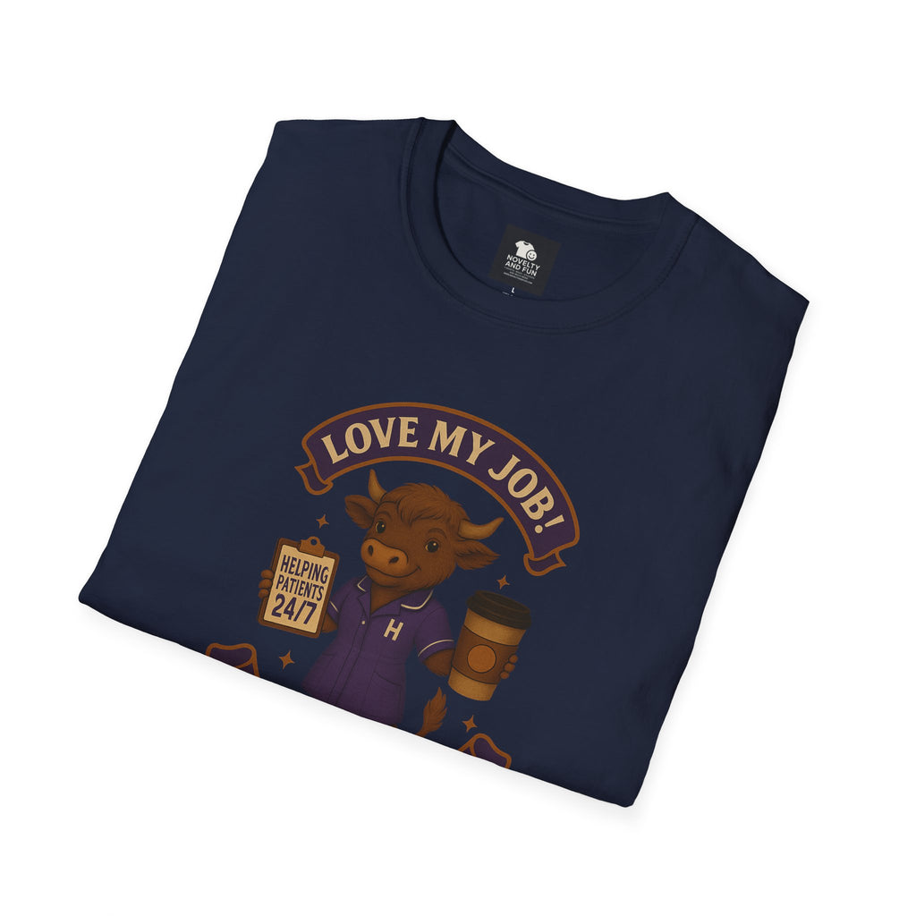 HCA Coffee Lover's Unisex T-Shirt, Funny Highland Cow Design