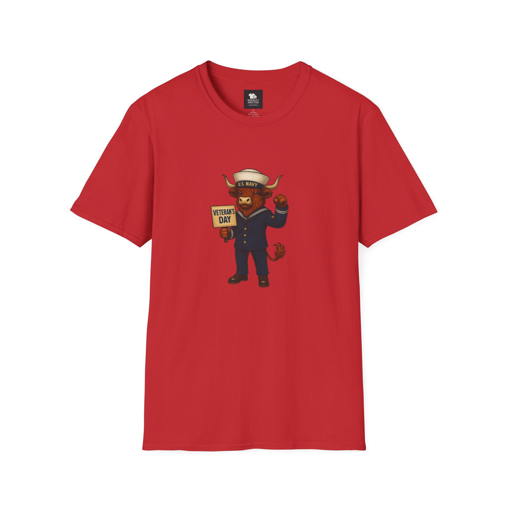 Veteran's Day Navy Highland Cow T-Shirt