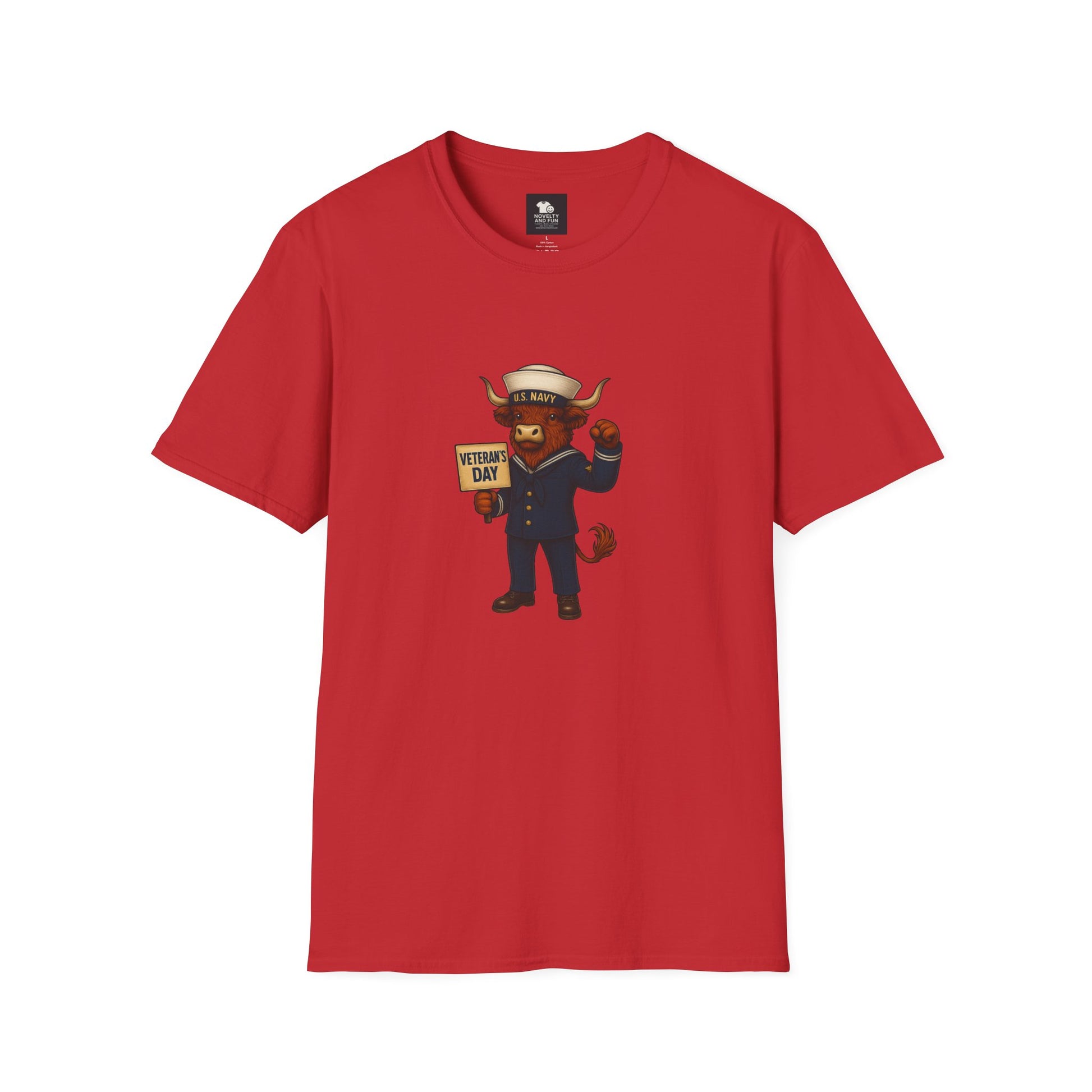 Veteran's Day Navy Highland Cow T-Shirt