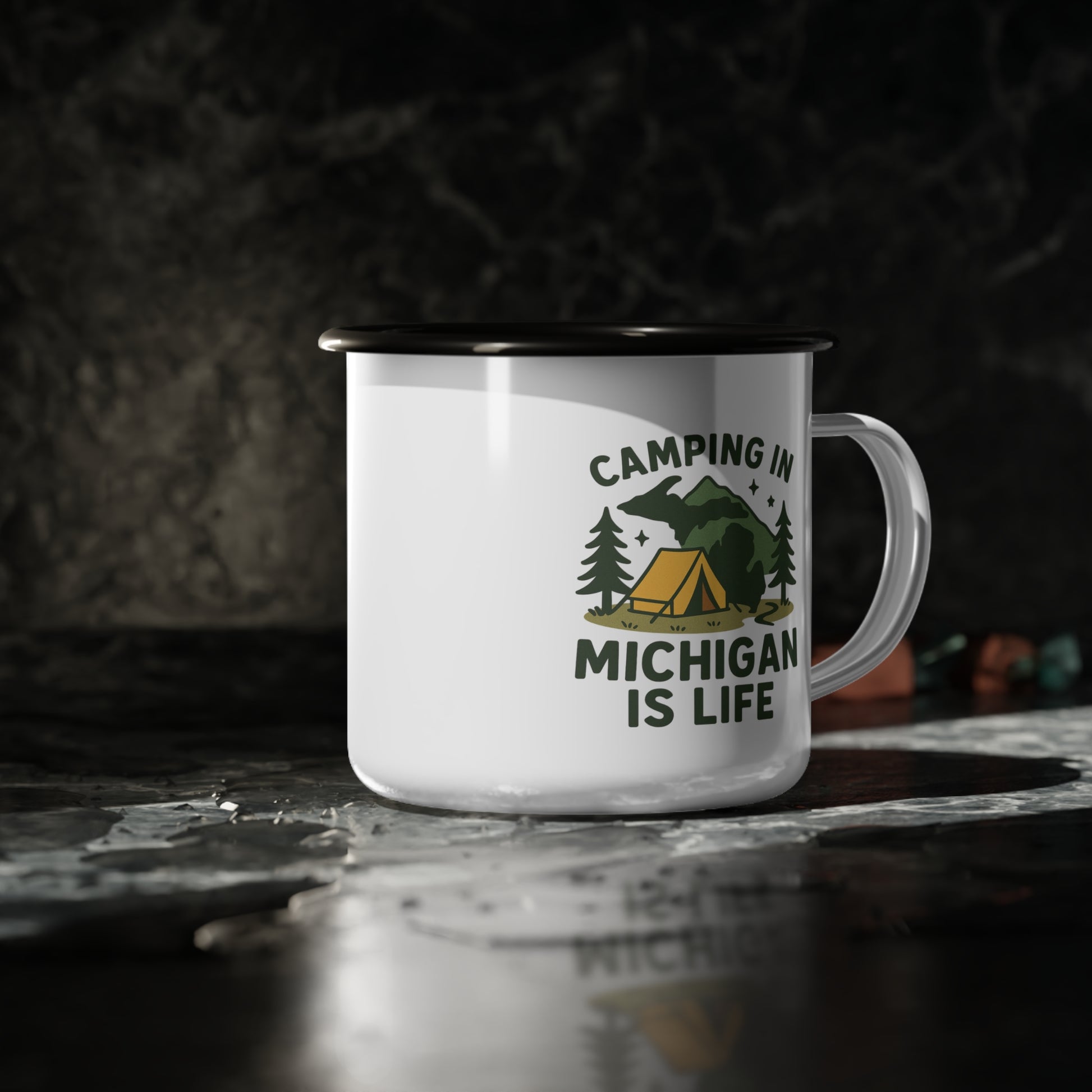 Camping Enamel Camp Cup - Adventure Lover's Mug, Outdoor Gifts, Michigan Campfire Decor, Unique Camping Accessories