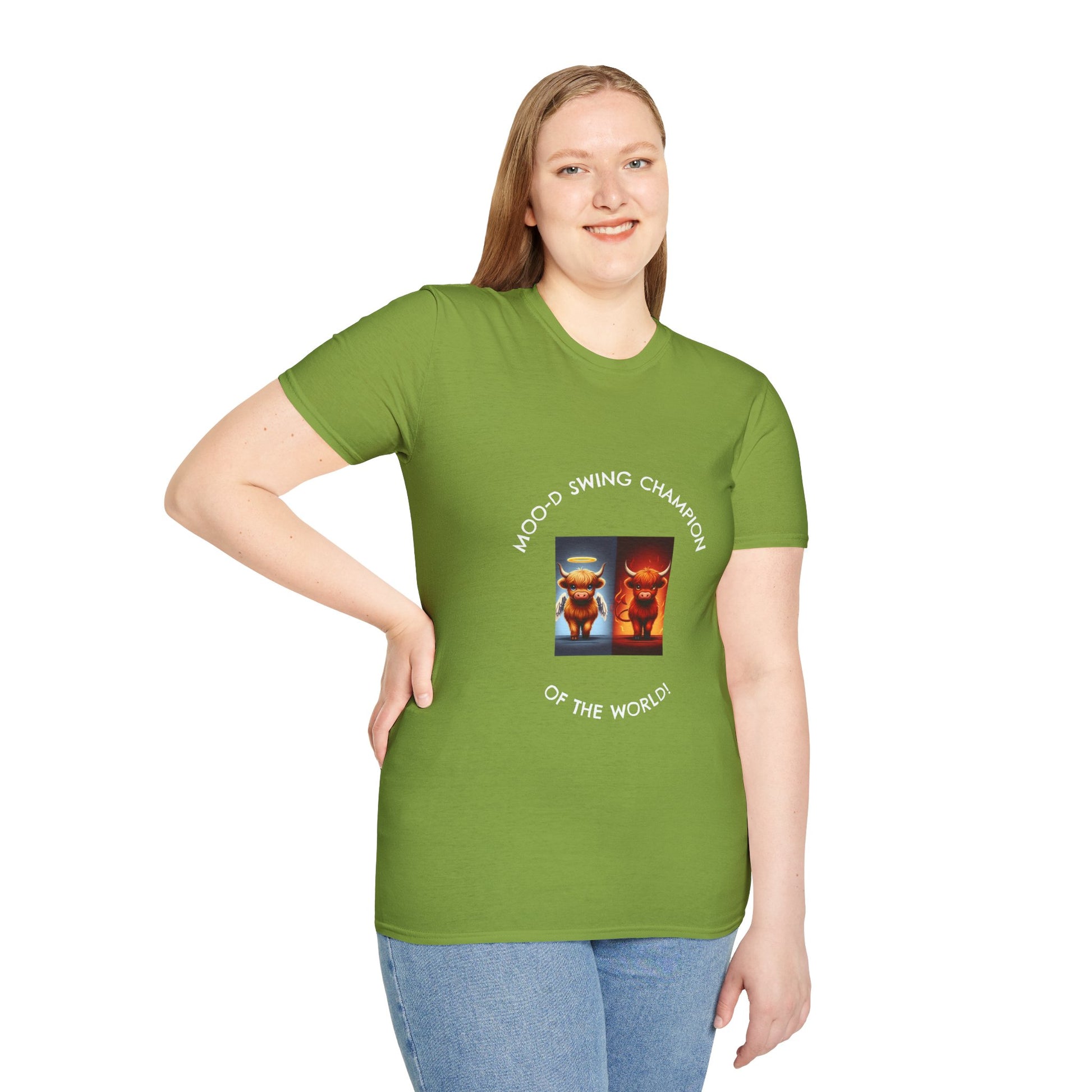 Highland Cow Mood Swings Tee - Holy Cow, Hell No, Fun Shirt, Cow Lover Gift,