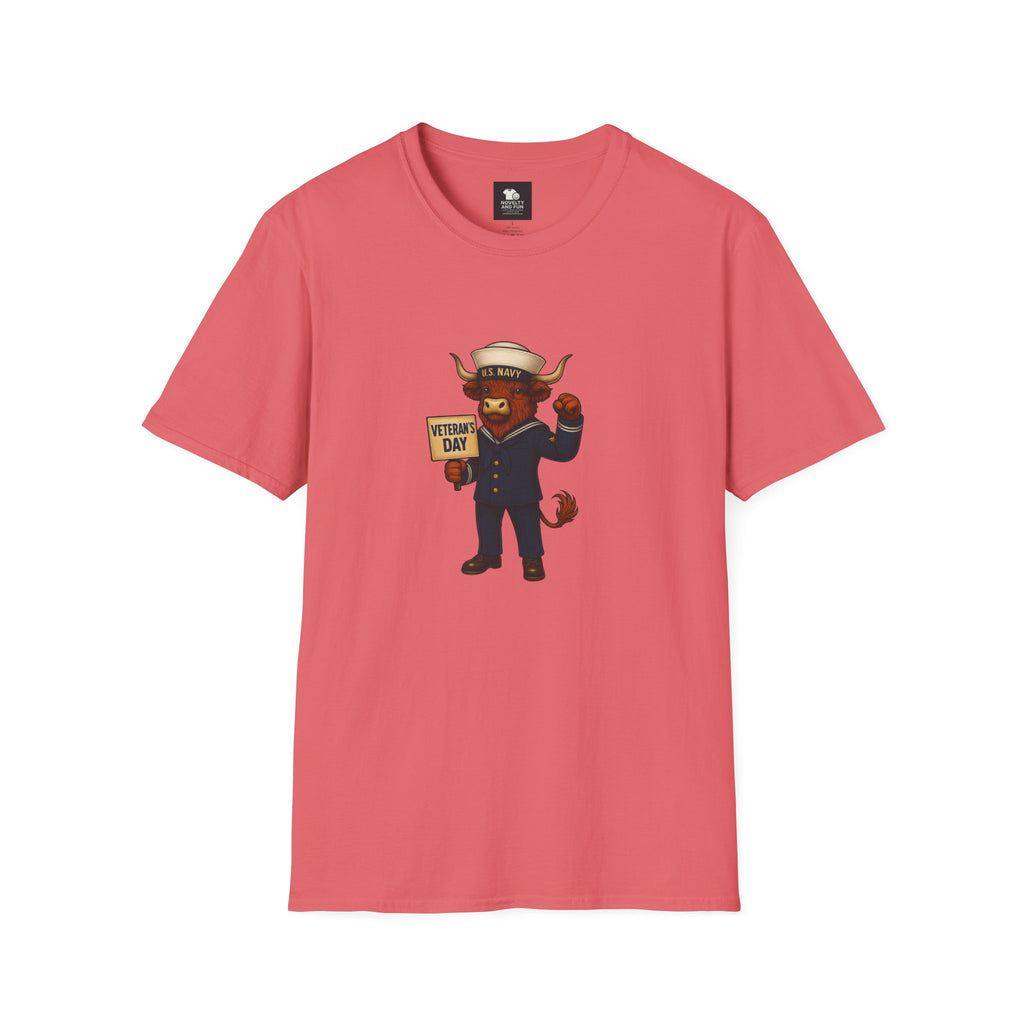 Veteran's Day Navy Highland Cow T-Shirt