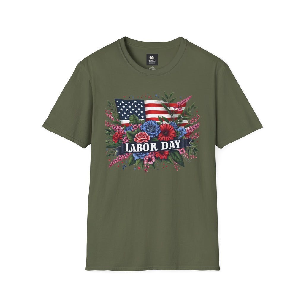 Labor Day Floral T-Shirt, Patriotic Tee