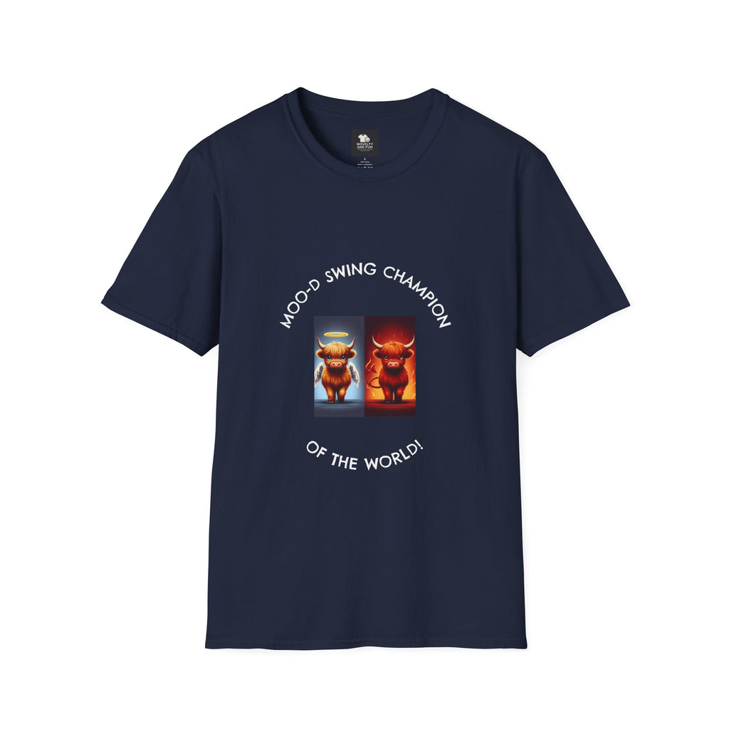 Highland Cow Mood Swings Tee - Holy Cow, Hell No, Fun Shirt, Cow Lover Gift,
