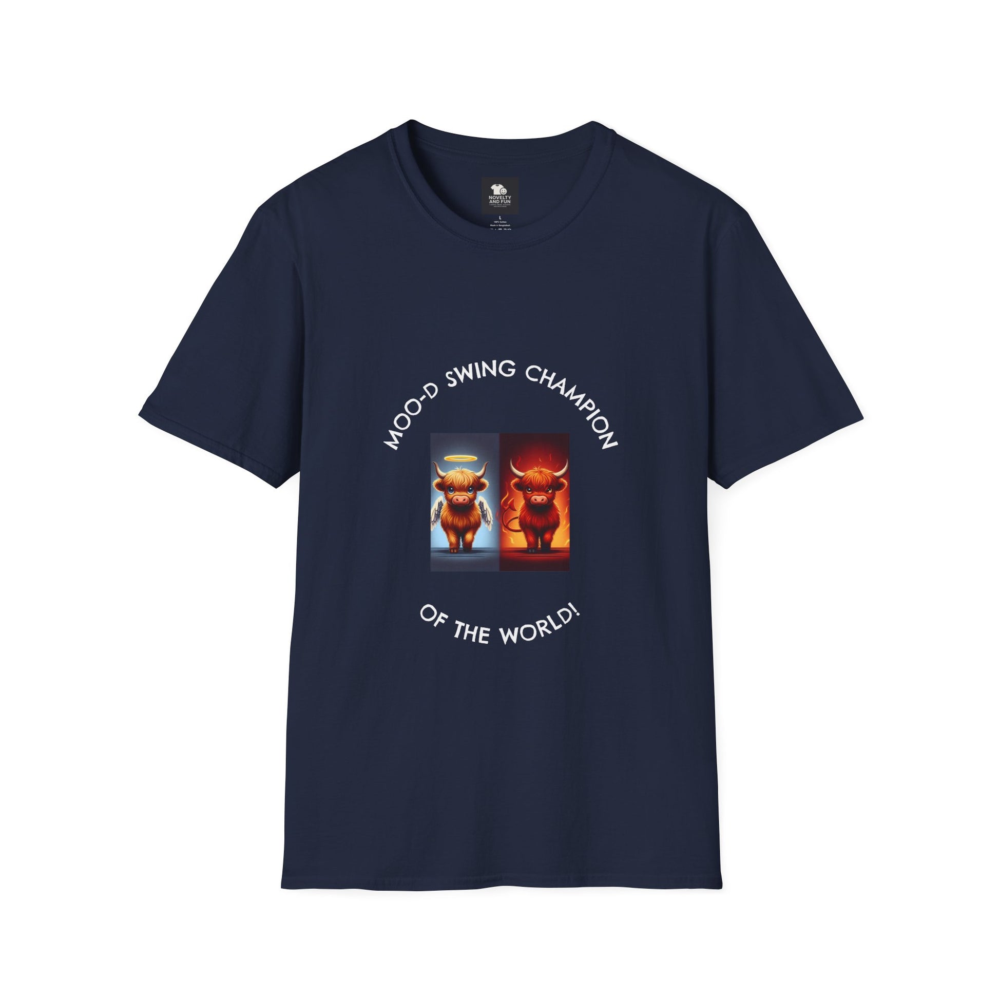 Highland Cow Mood Swings Tee - Holy Cow, Hell No, Fun Shirt, Cow Lover Gift,