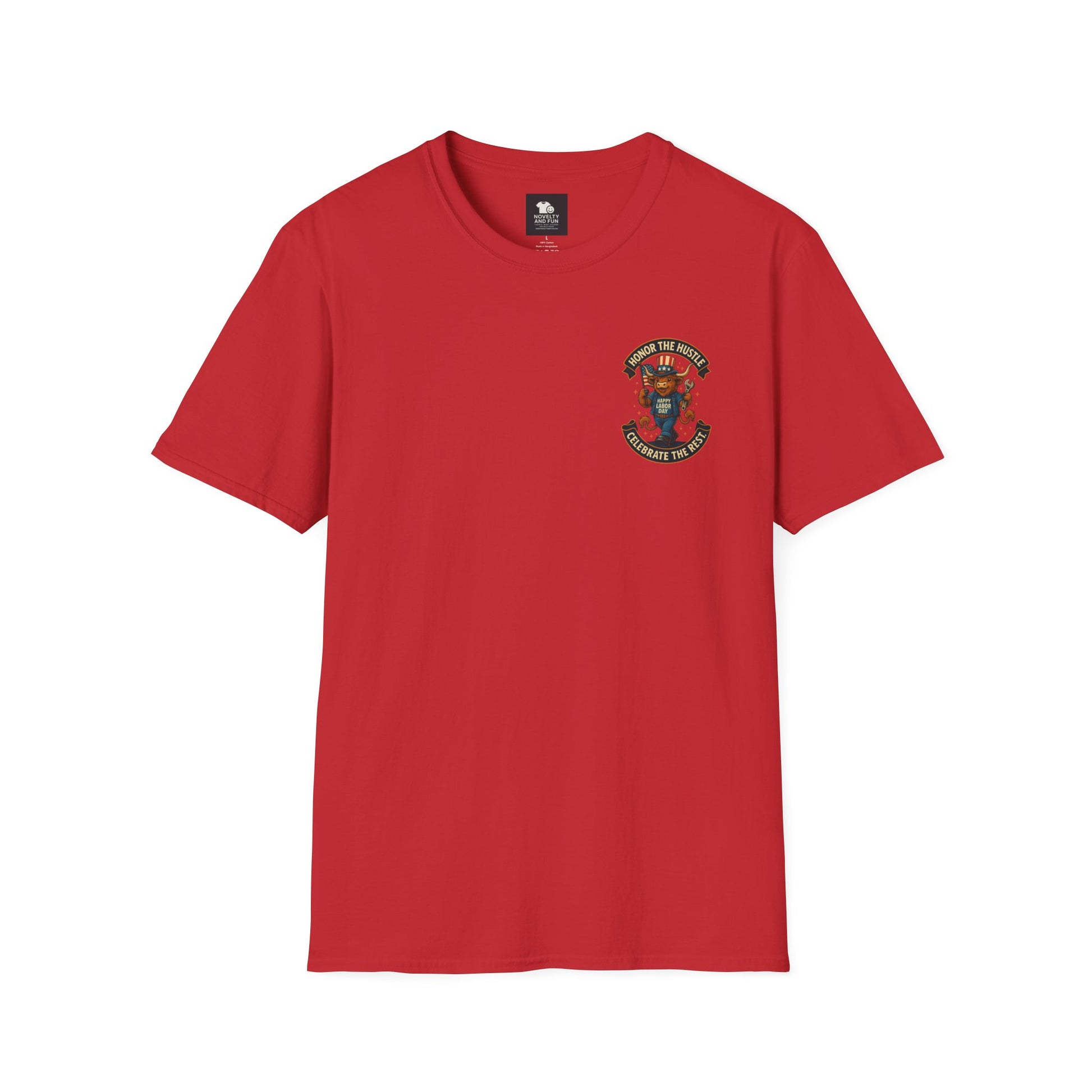Celebrate Labor Day with Our Happy Highland Cow T-Shirt Front and Back!