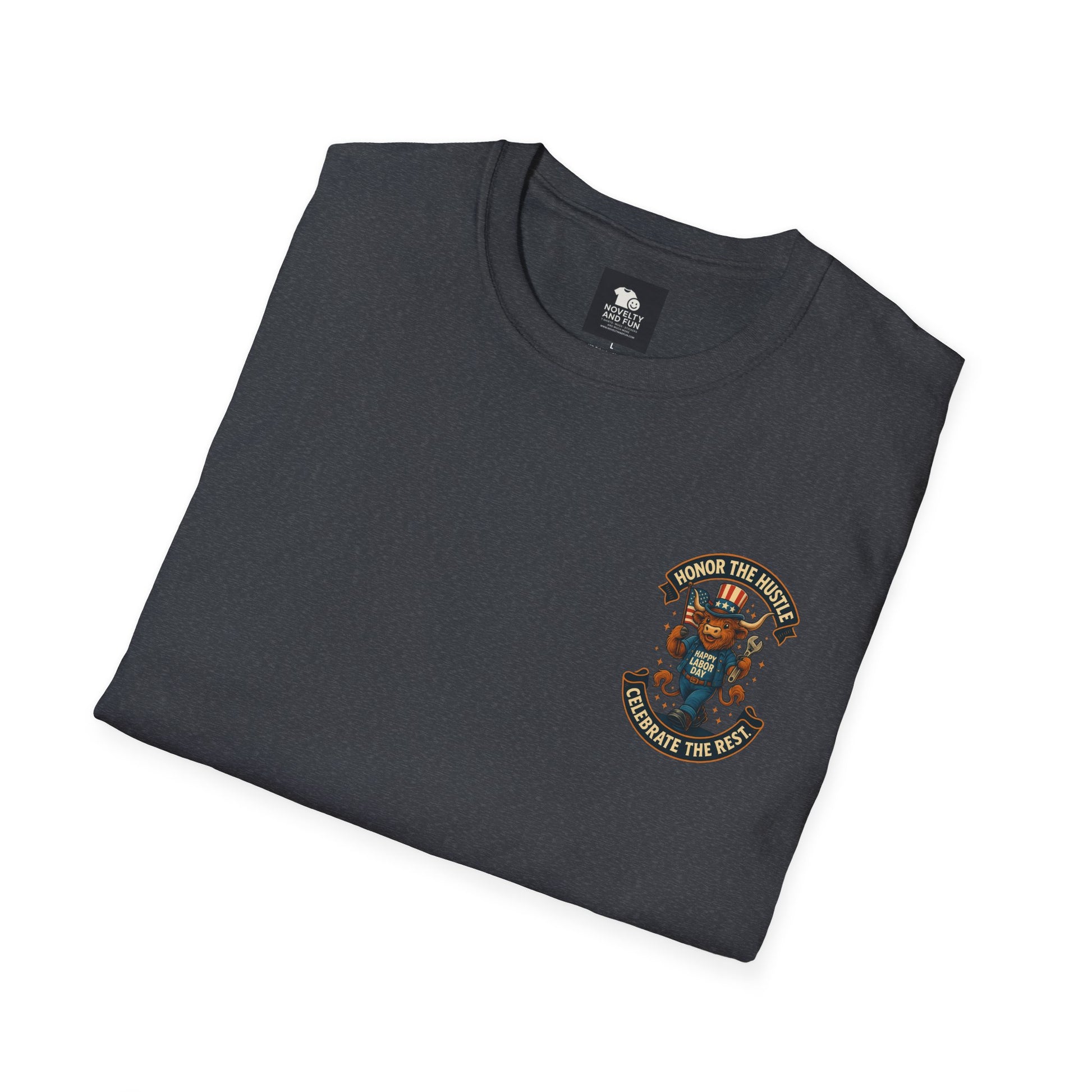 Celebrate Labor Day with Our Happy Highland Cow T-Shirt Front and Back!