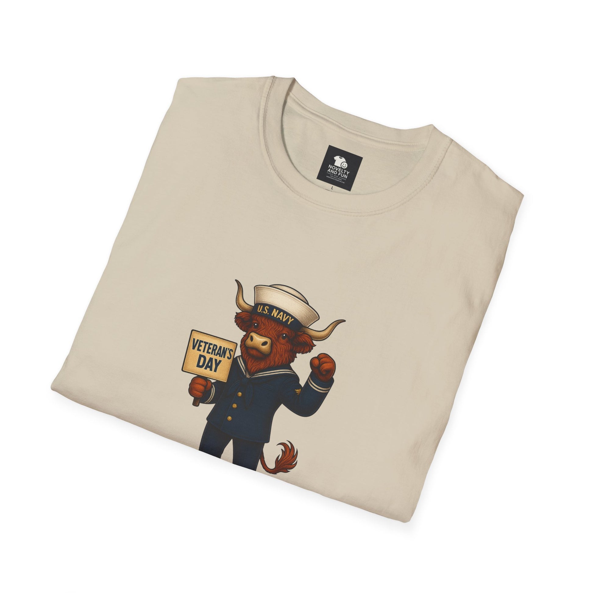 Veteran's Day Navy Highland Cow T-Shirt