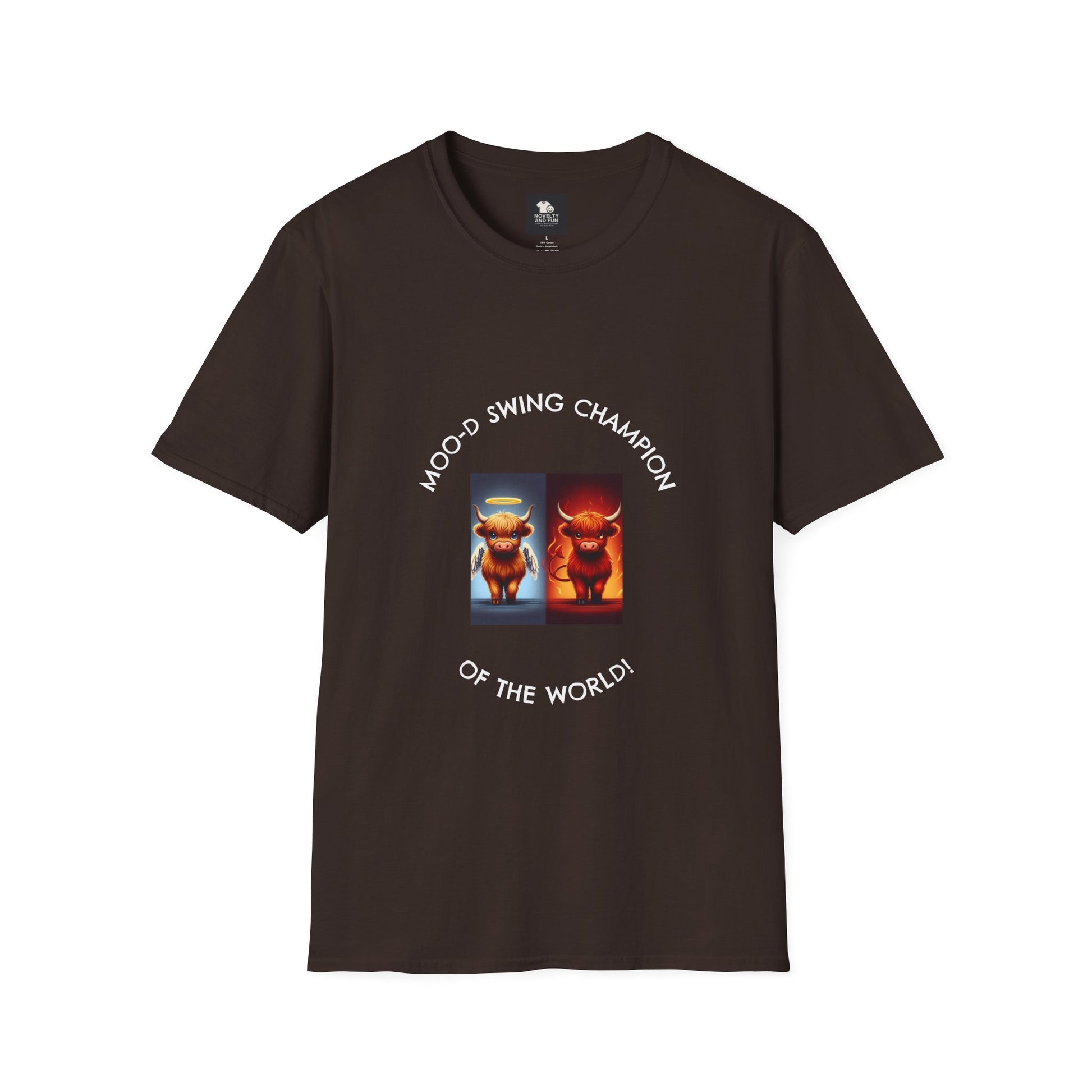Highland Cow Mood Swings Tee - Holy Cow, Hell No, Fun Shirt, Cow Lover Gift,
