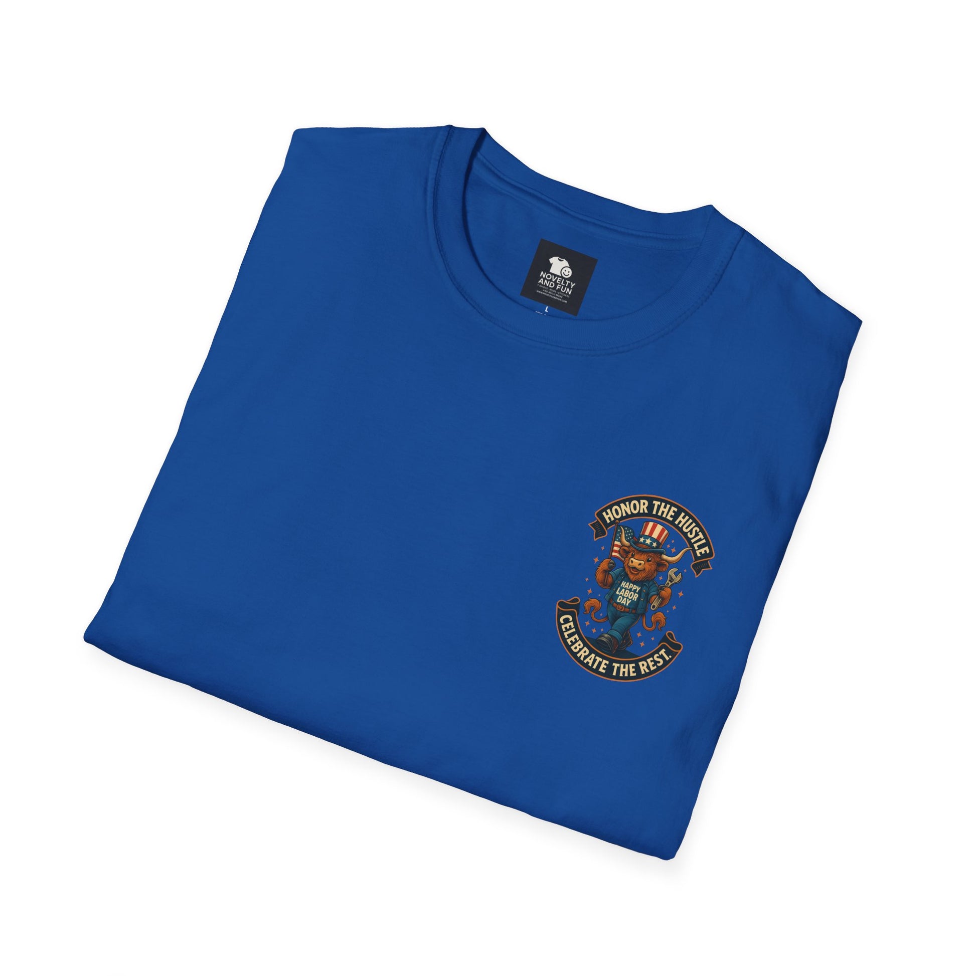 Celebrate Labor Day with Our Happy Highland Cow T-Shirt Front and Back!